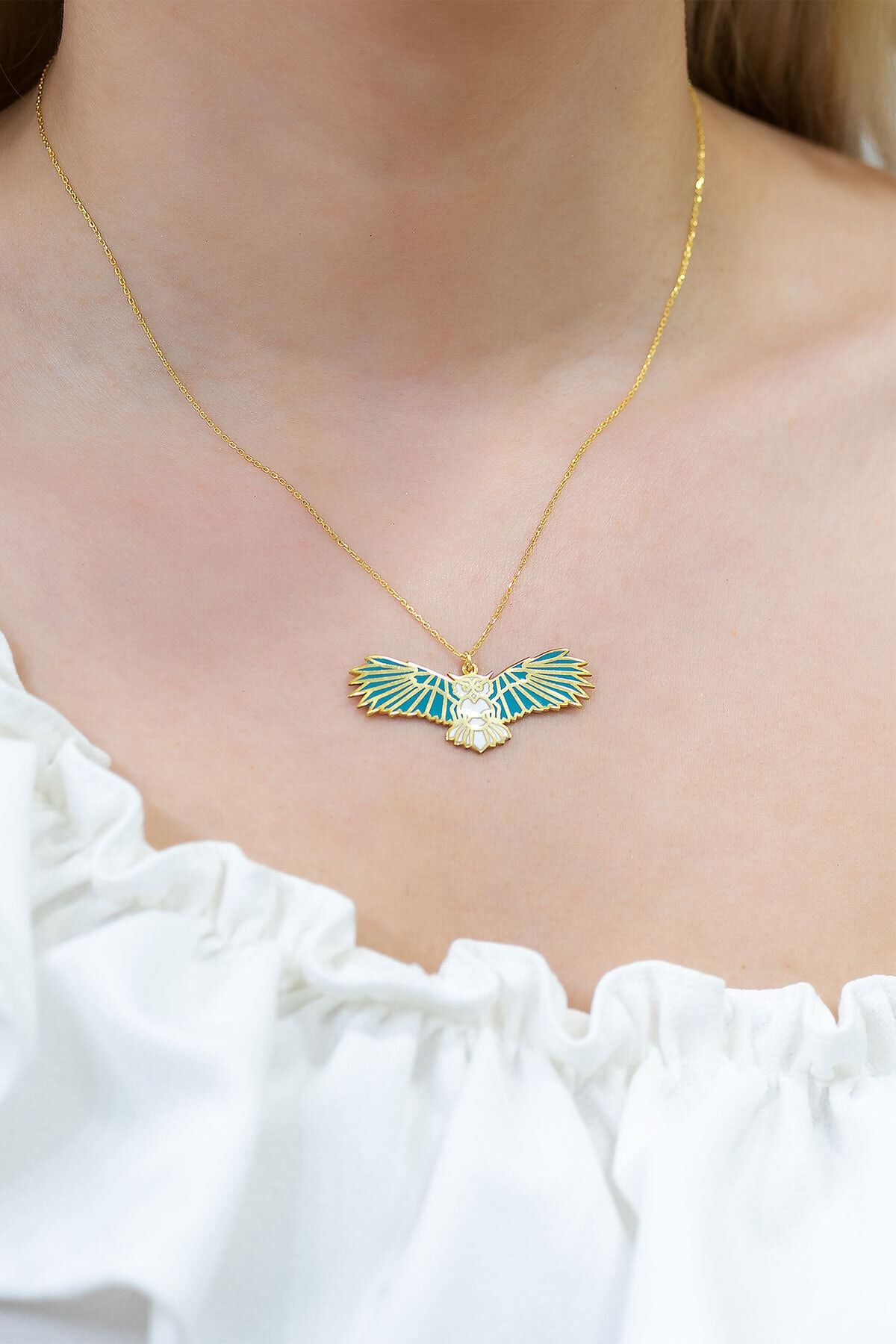 925 Ayar Altın Kaplama Gümüş Baykuş Kolye