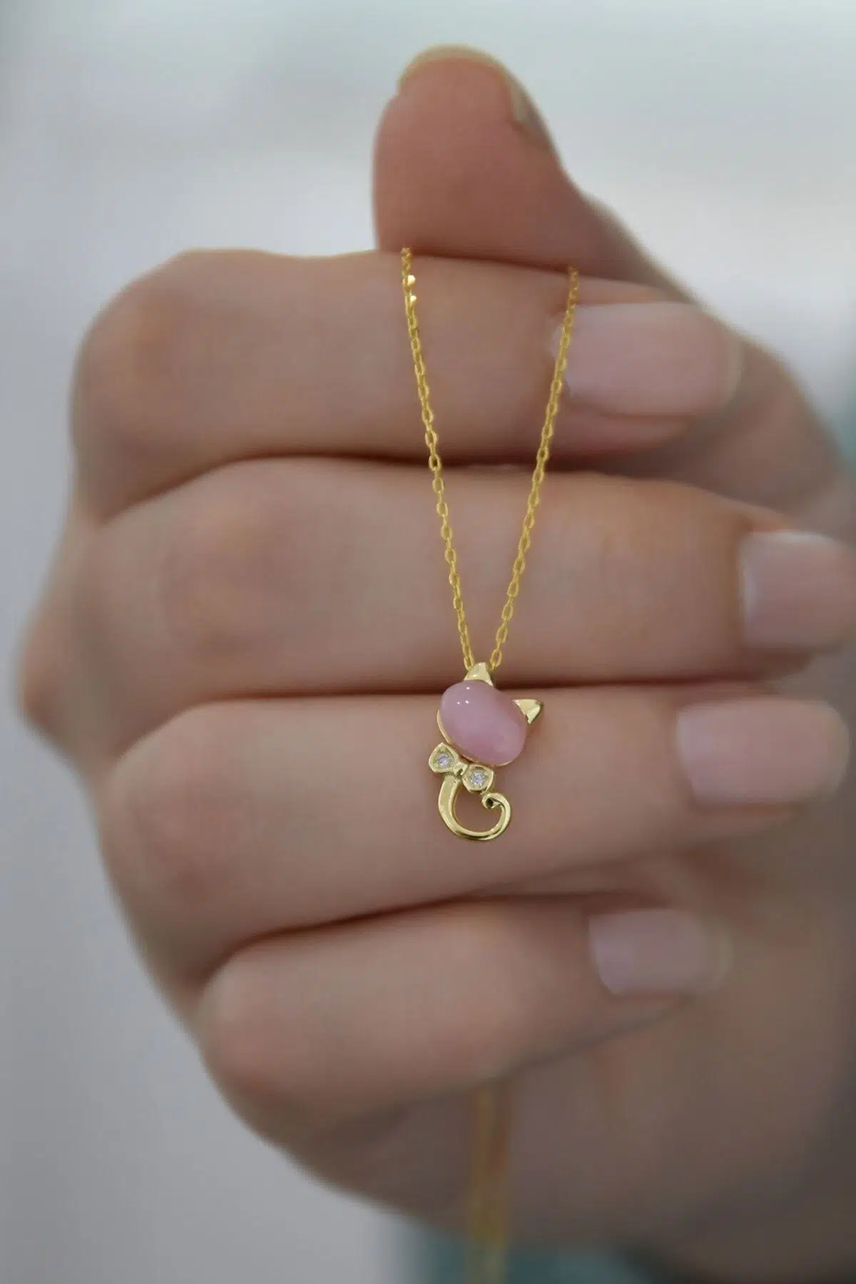 925 Ayar Altın Kaplama Gümüş Kedi Kolye