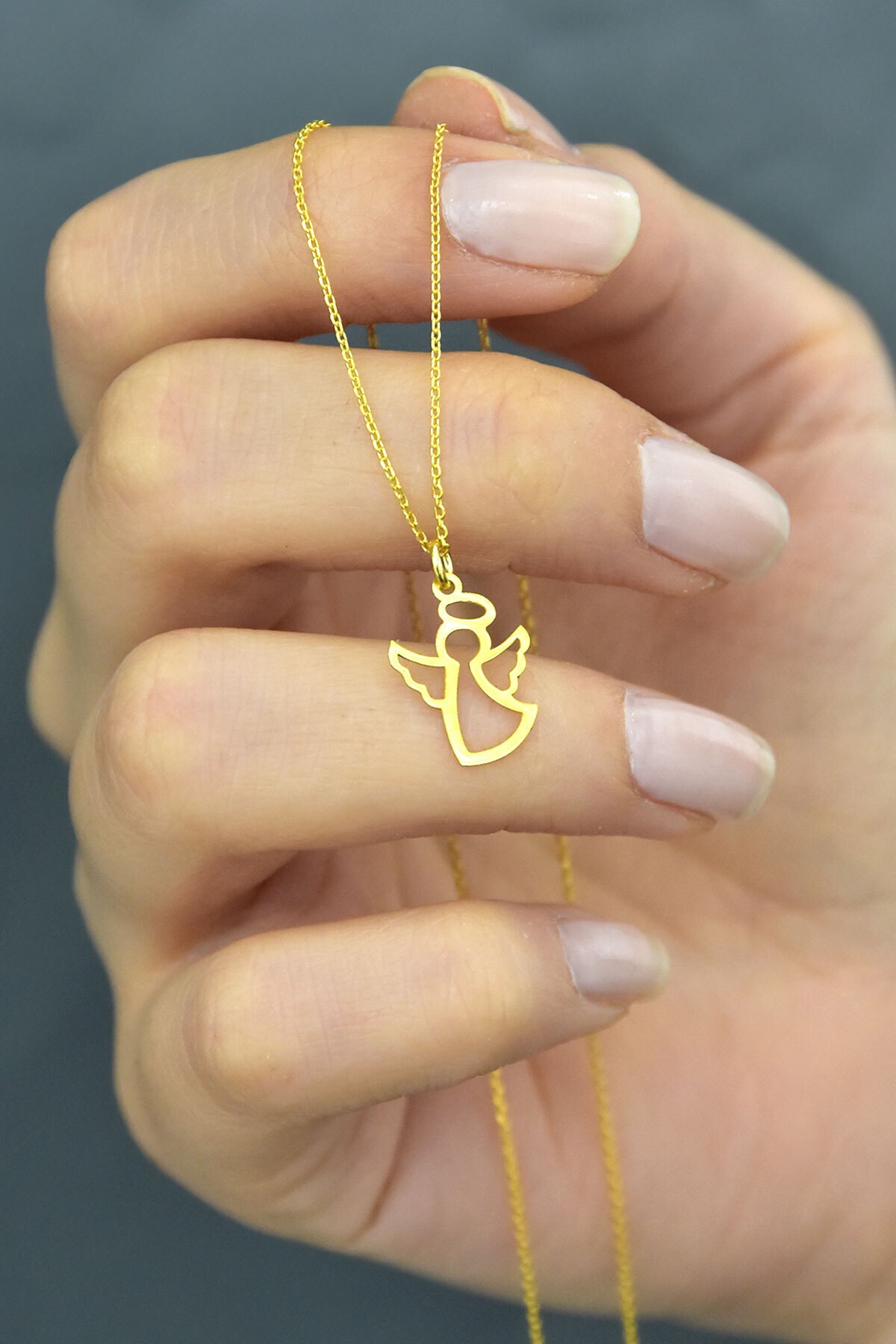 925 Ayar Altın Kaplama Gümüş Melek Kolye