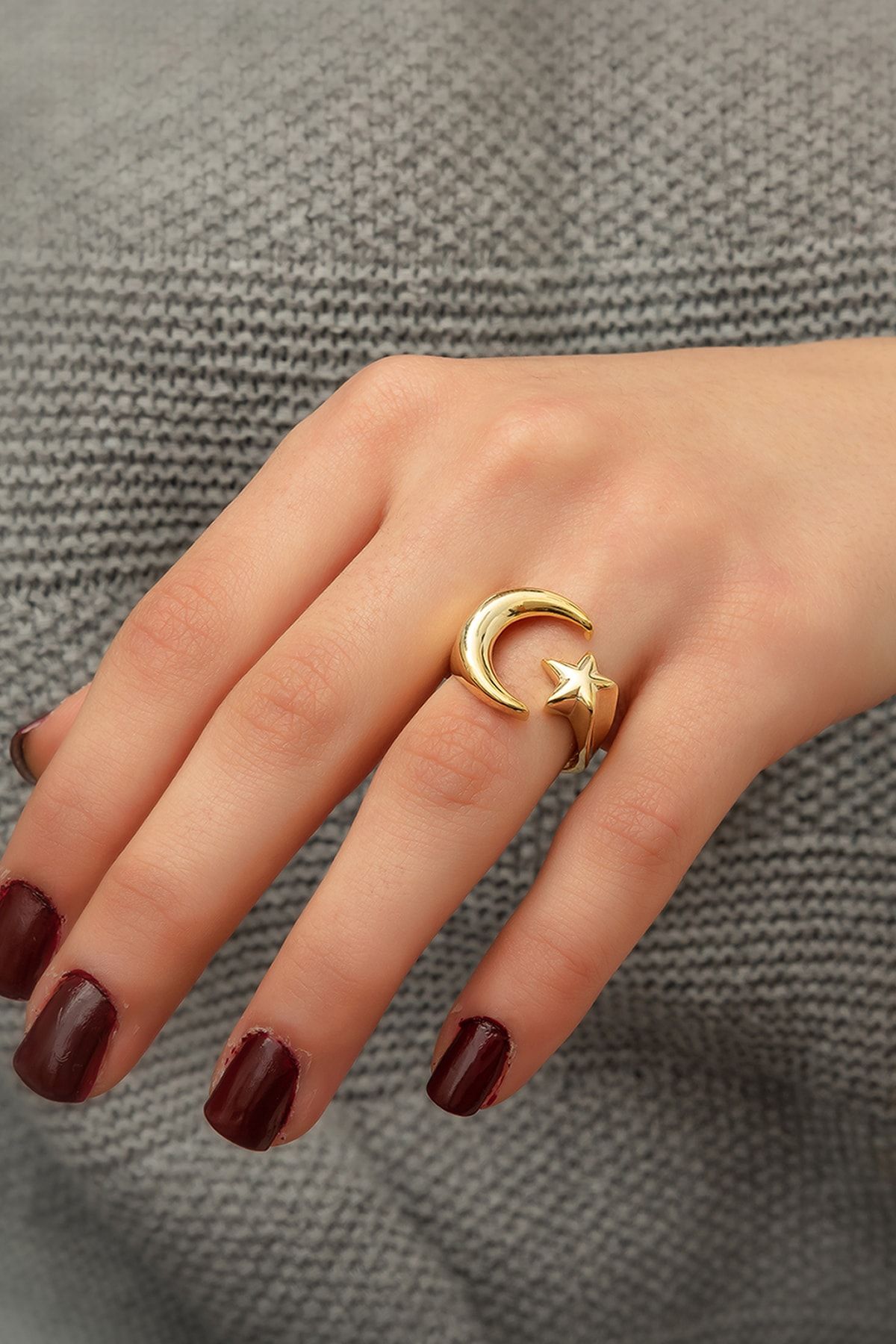 925 Ayar Ay Yıldız Gümüş Bayan Yüzük