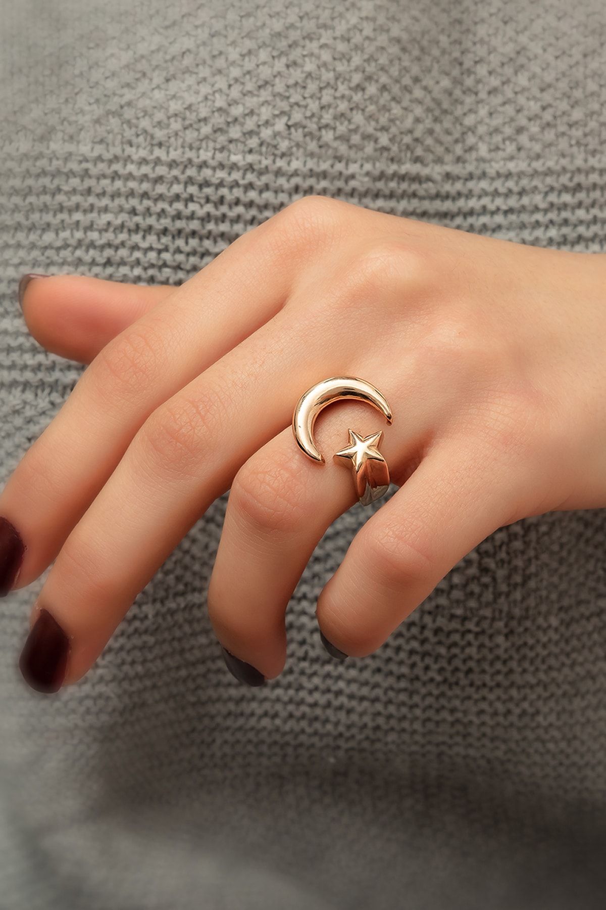 925 Ayar Ay Yıldız Gümüş Bayan Yüzük