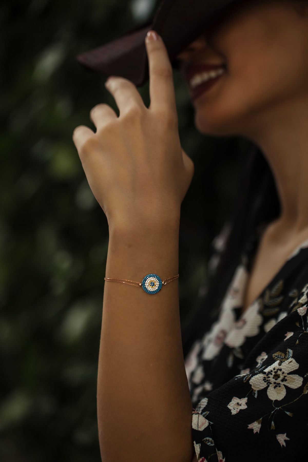 925 Ayar Çift Zincirli Gümüş Nazar Bileklik