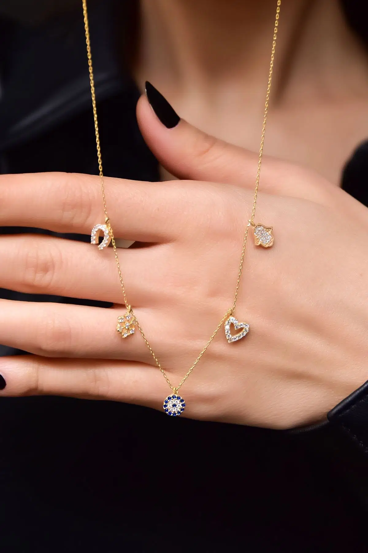 925 Ayar Gold Kaplama Şans Kolye