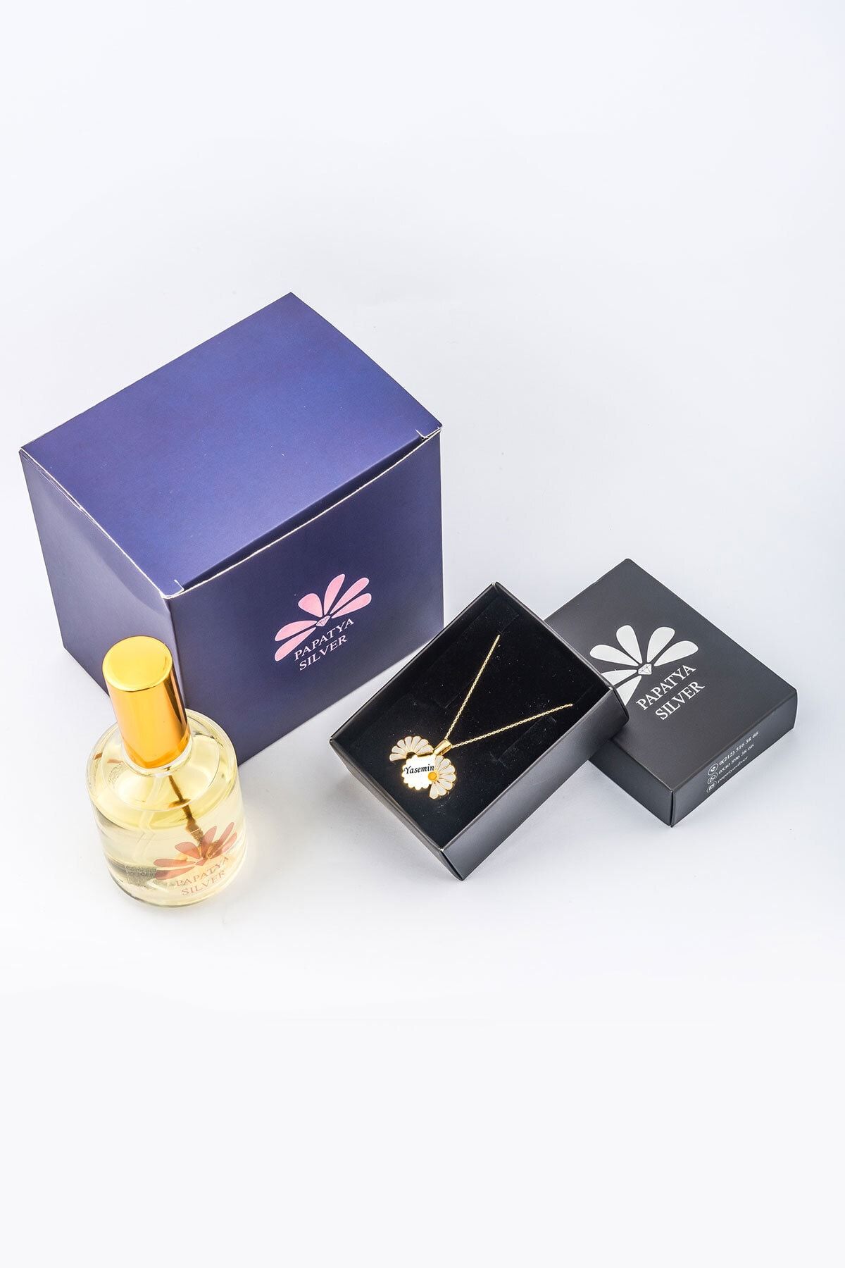 925 Ayar Gümüş Açılır Kapanır Bitanem Yazılı Papatya Kolye Parfüm Hediyeli