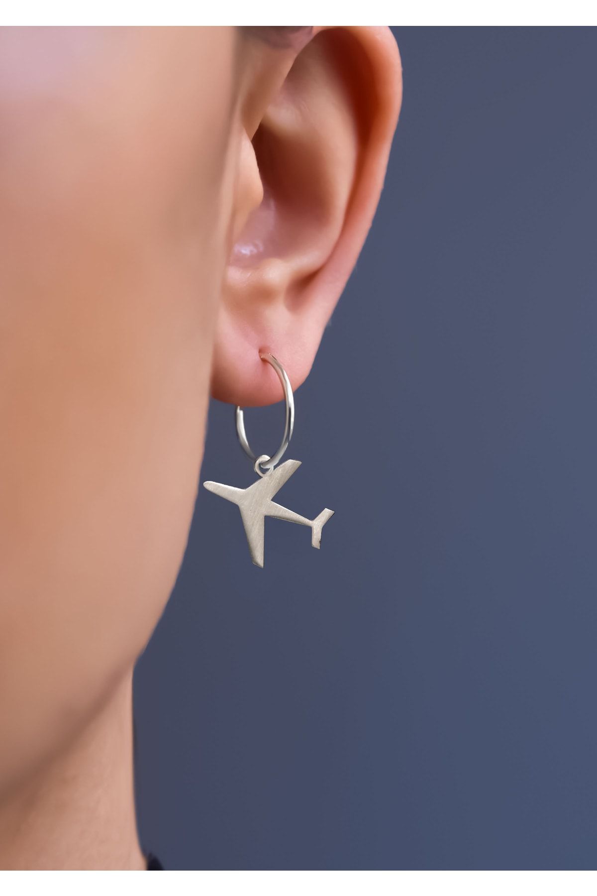 925 Ayar Gümüş Aeroplane, Fly, Uçak Halka Küpe