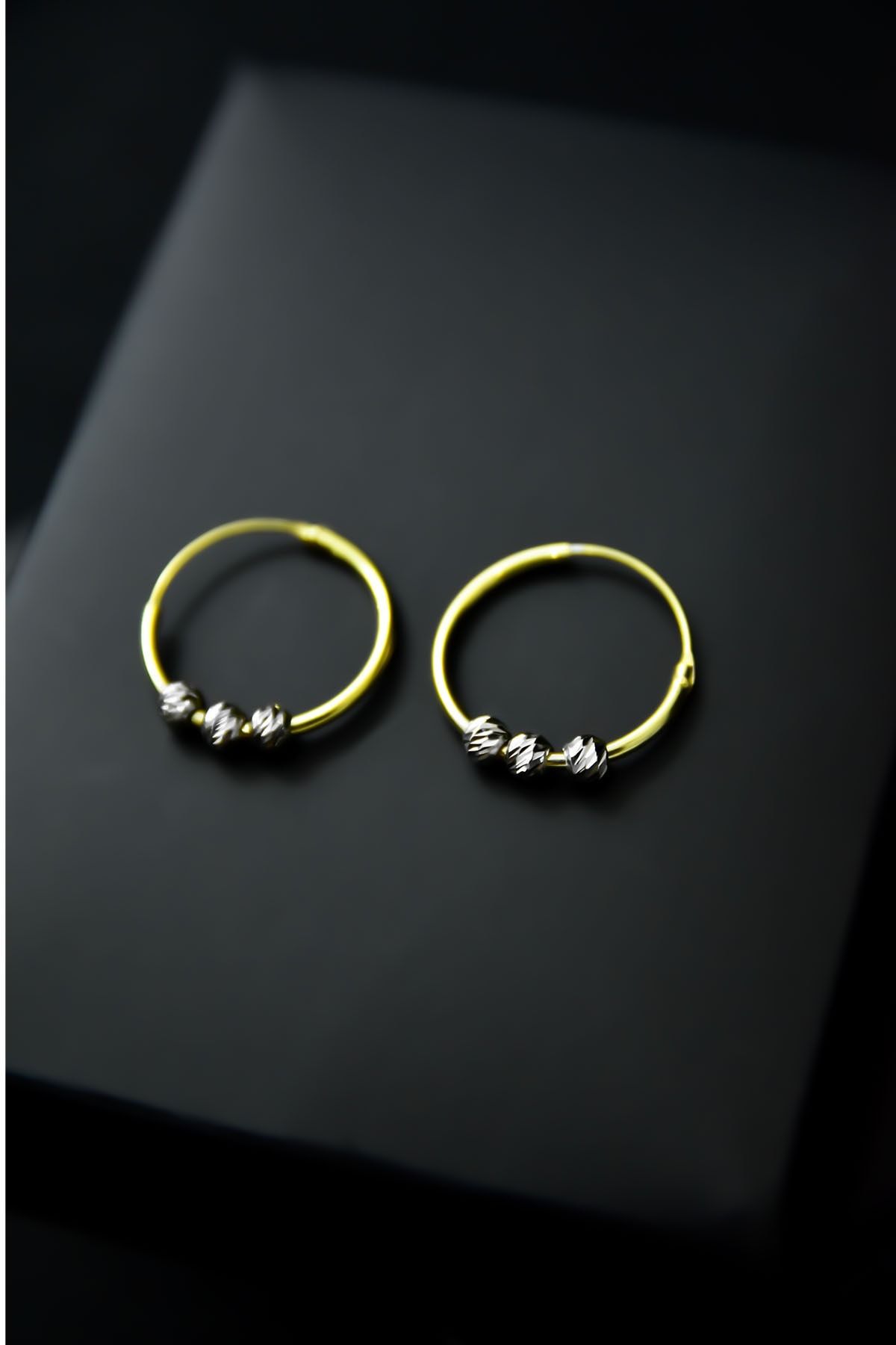 925 Ayar Gümüş Altın Halka Rodyum Kaplama Dorika Toplu Halka Küpe