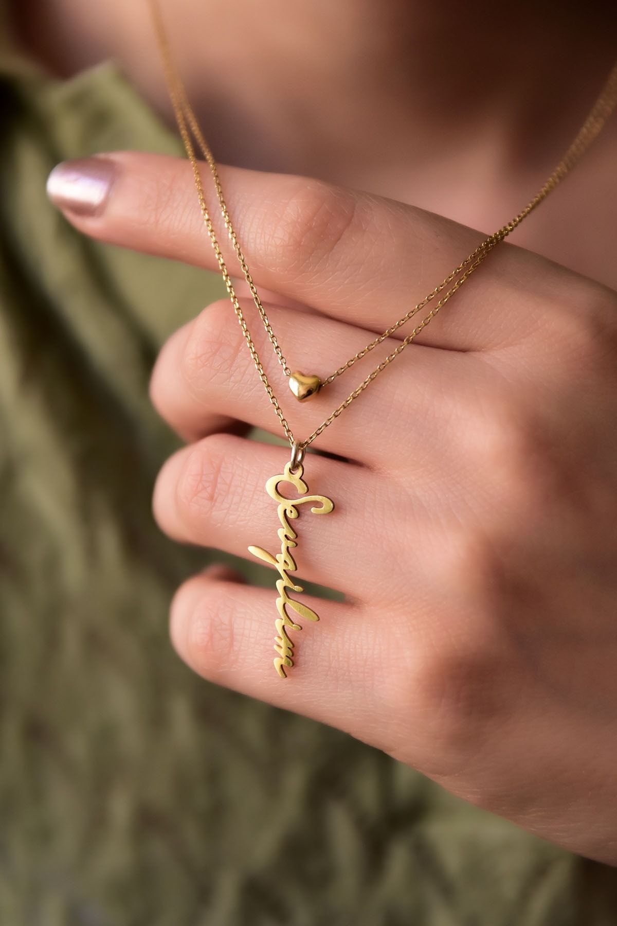 925 Ayar Gümüş Altın Kaplama 3d Kalp Ve Sevgilim Yazılı Asansörlü Kolye