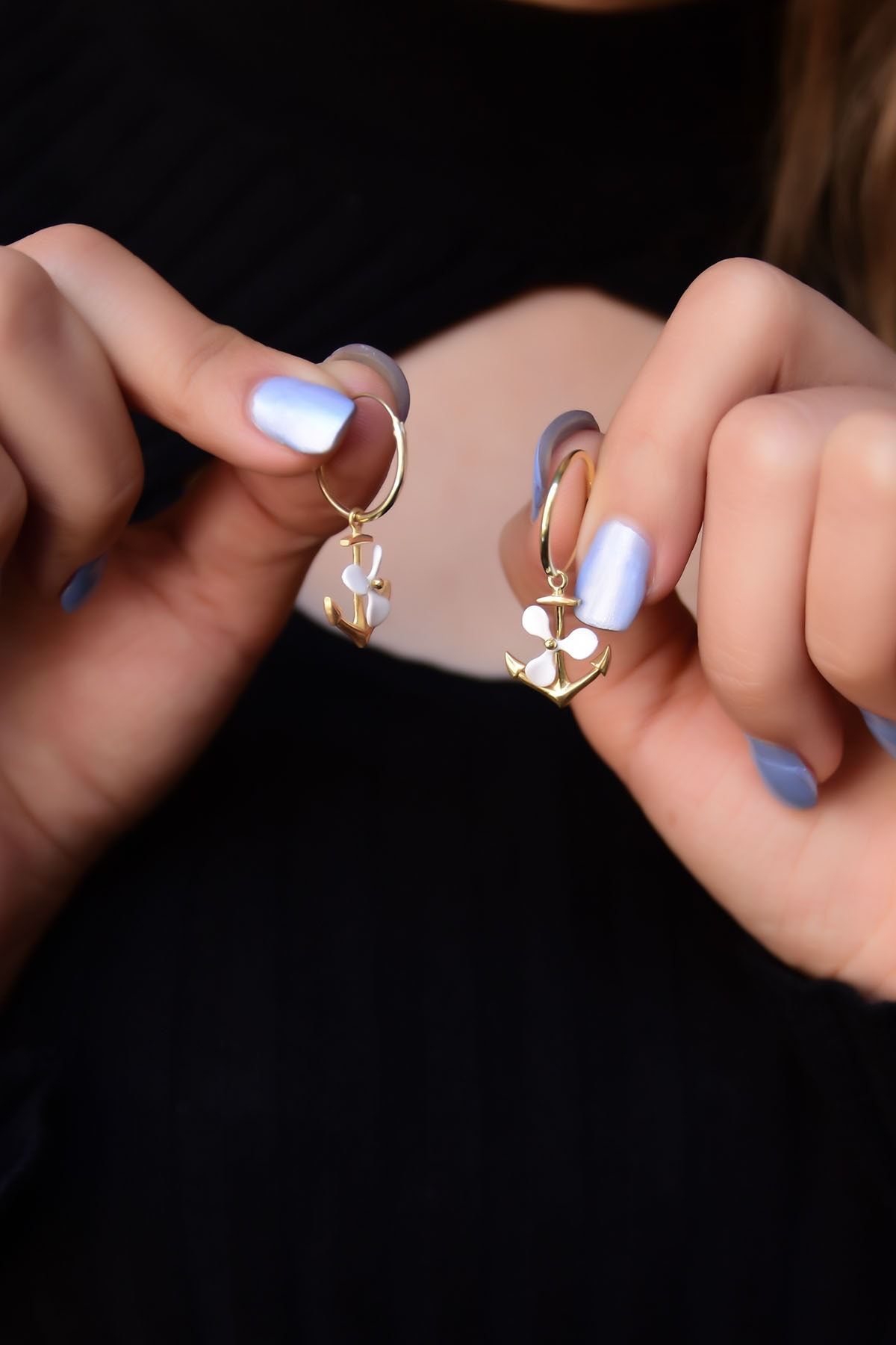 925 Ayar Gümüş Altın Kaplama Çapa Küpe