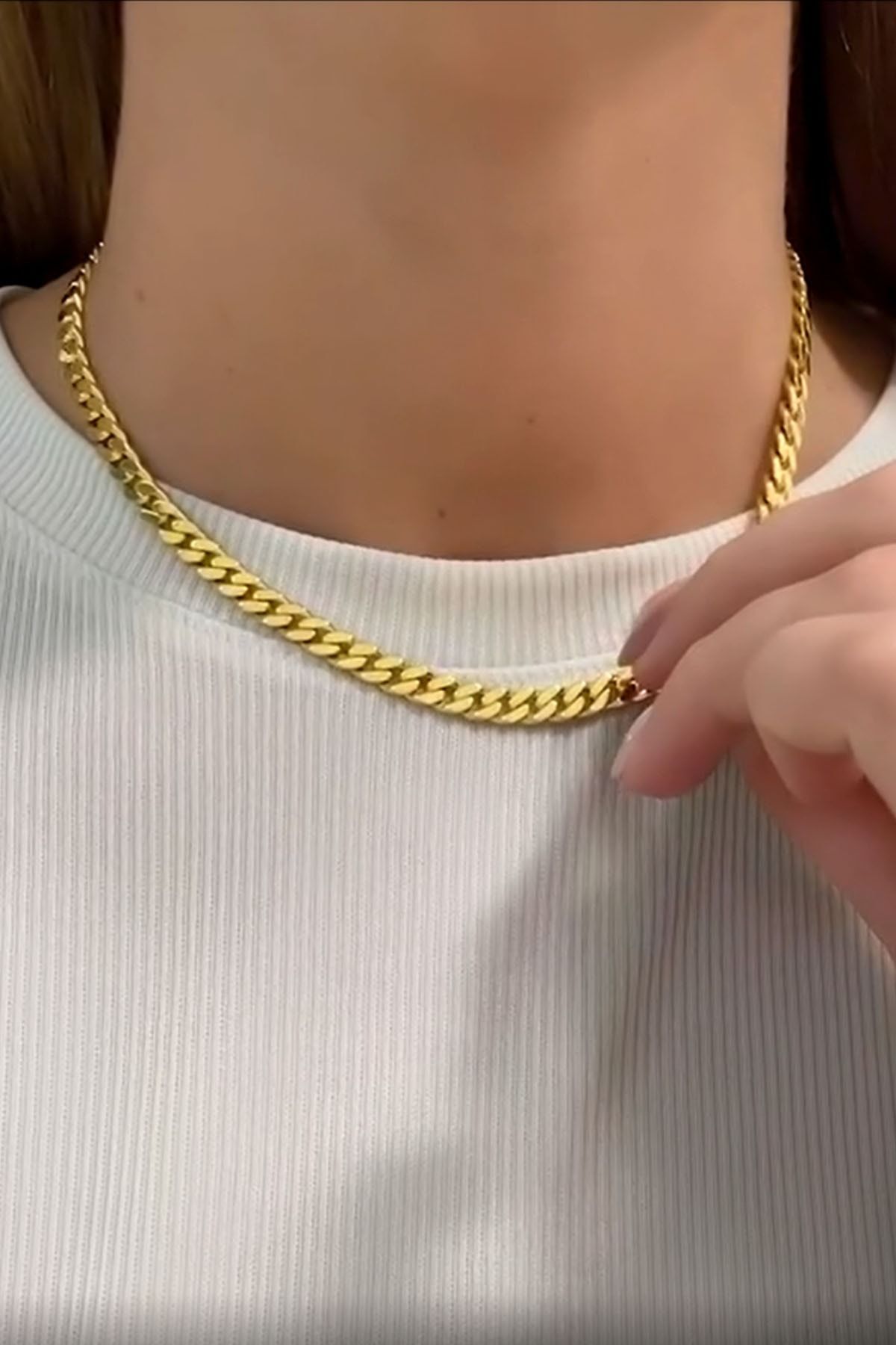 925 Ayar Gümüş Altın Kaplama Gurmet Zincir Kolye