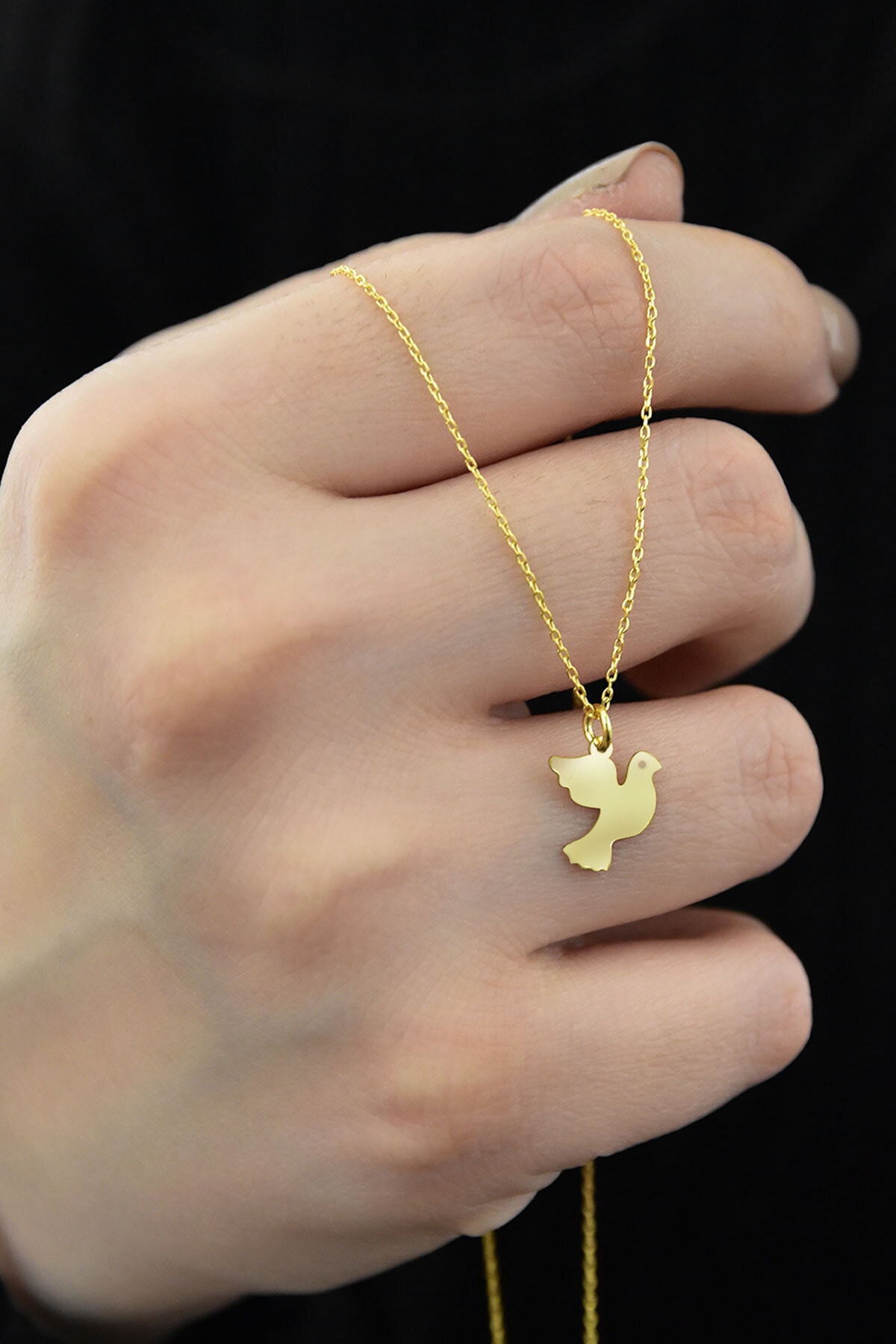 925 Ayar Gümüş Altın Kaplama Güvercin Kolye