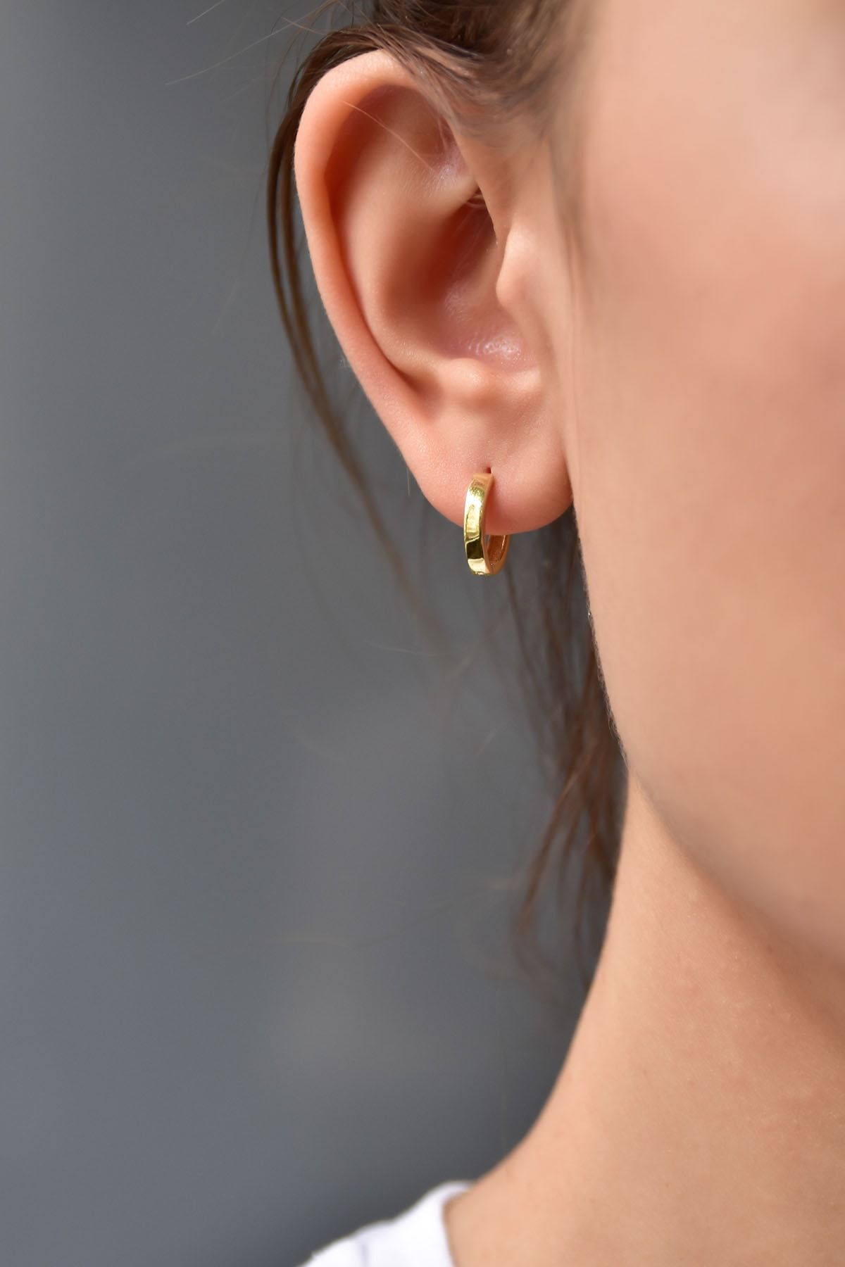 925 Ayar Gümüş Altın Kaplama Halka Küpe