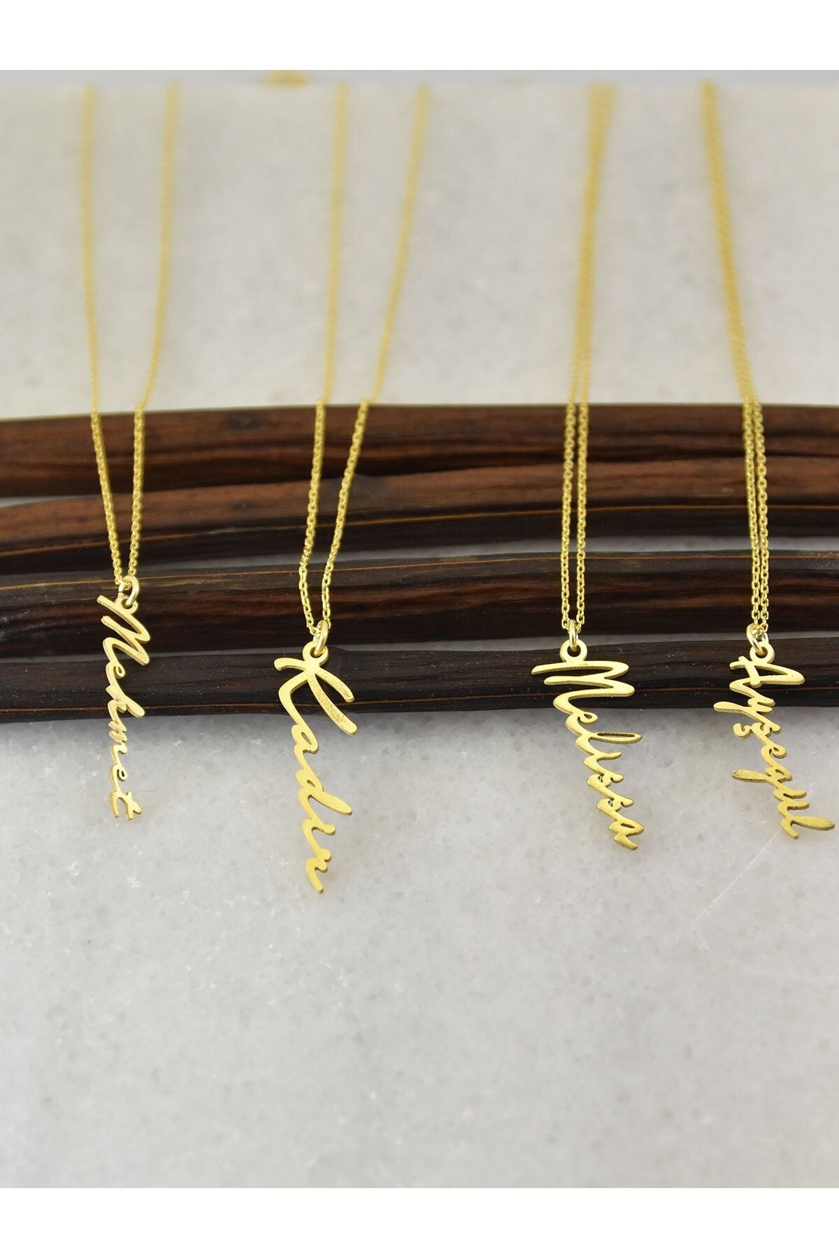 925 Ayar Gümüş Altın Kaplama Isim Kolye