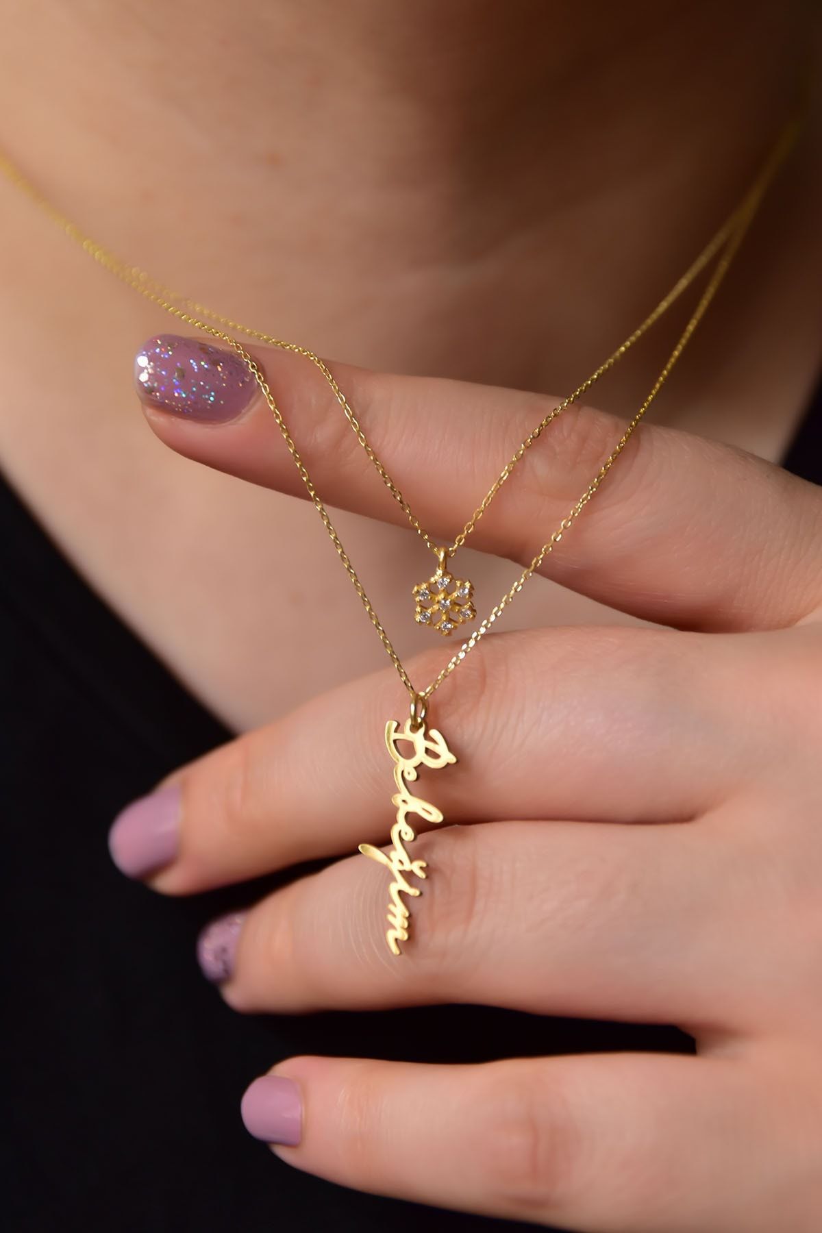 925 Ayar Gümüş Altın Kaplama Kartanesi Ve Bebeğim Yazılı Asansörlü Kolye