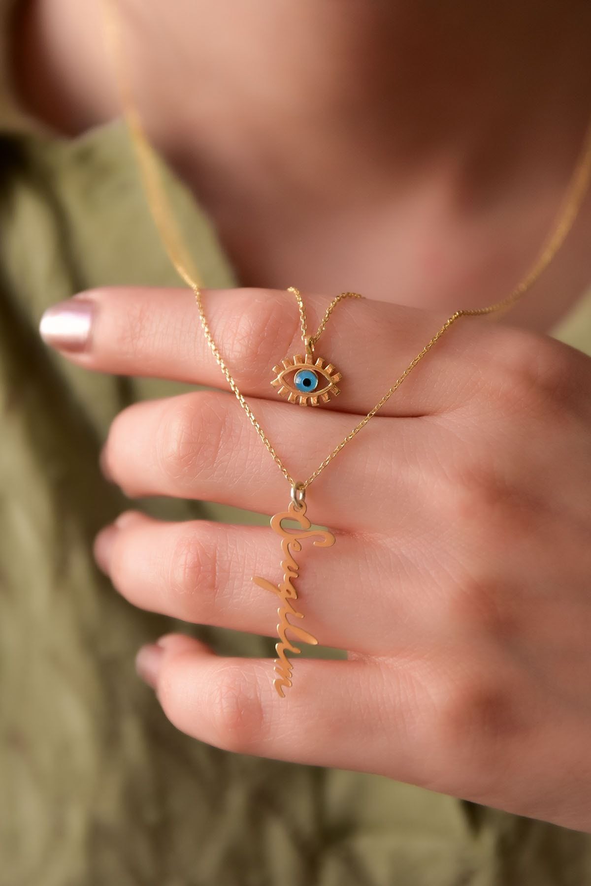 925 Ayar Gümüş Altın Kaplama Kirpik Cam Göz Ve Sevgilim Yazılı Asansörlü Kolye