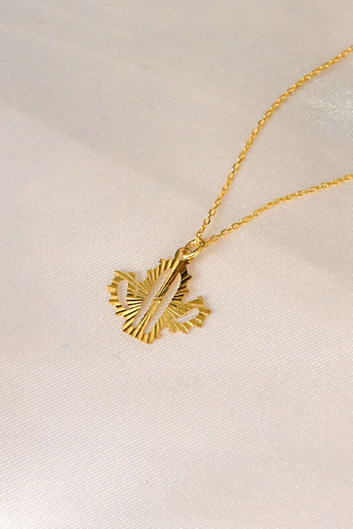 925 Ayar Gümüş Altın Kaplama Kristal Kesim Kaktüs Kadın Kolye