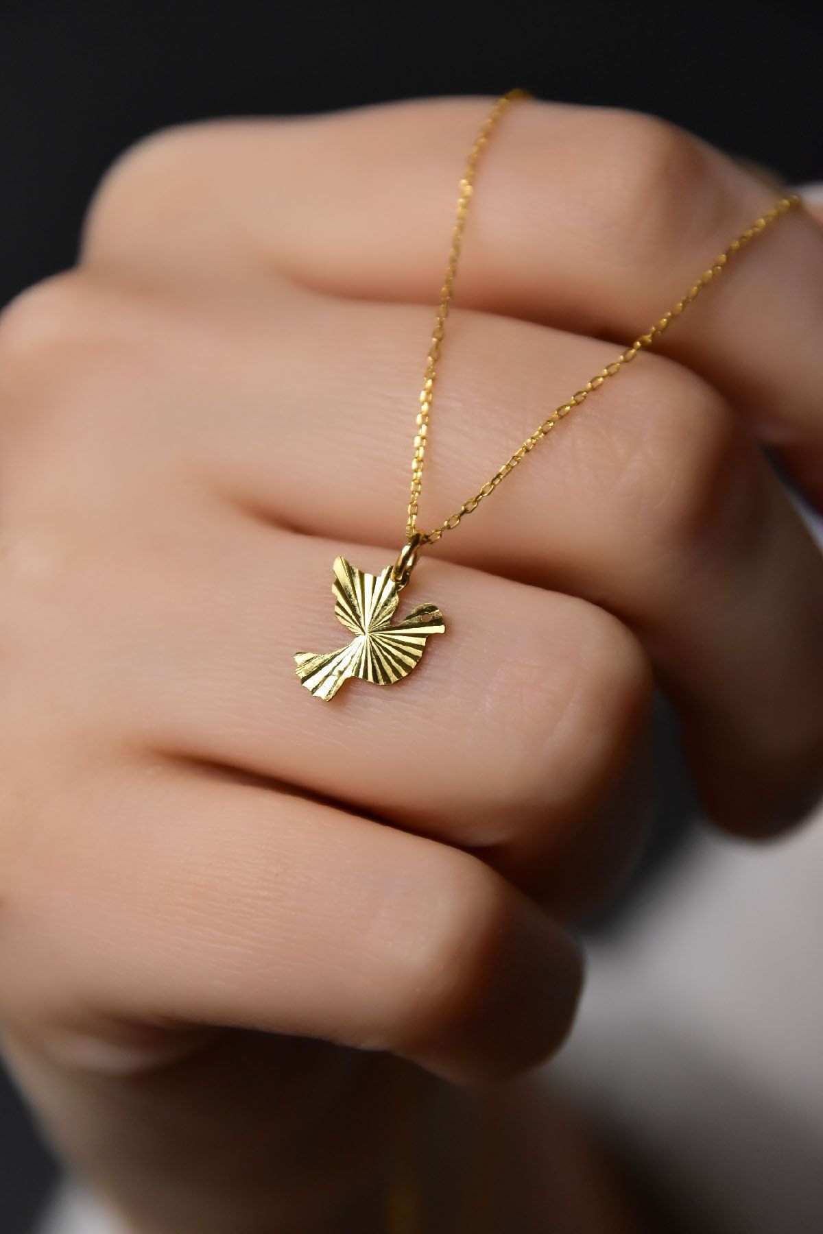 925 Ayar Gümüş Altın Kaplama Kristal Kesim Kuş Kadın Kolye