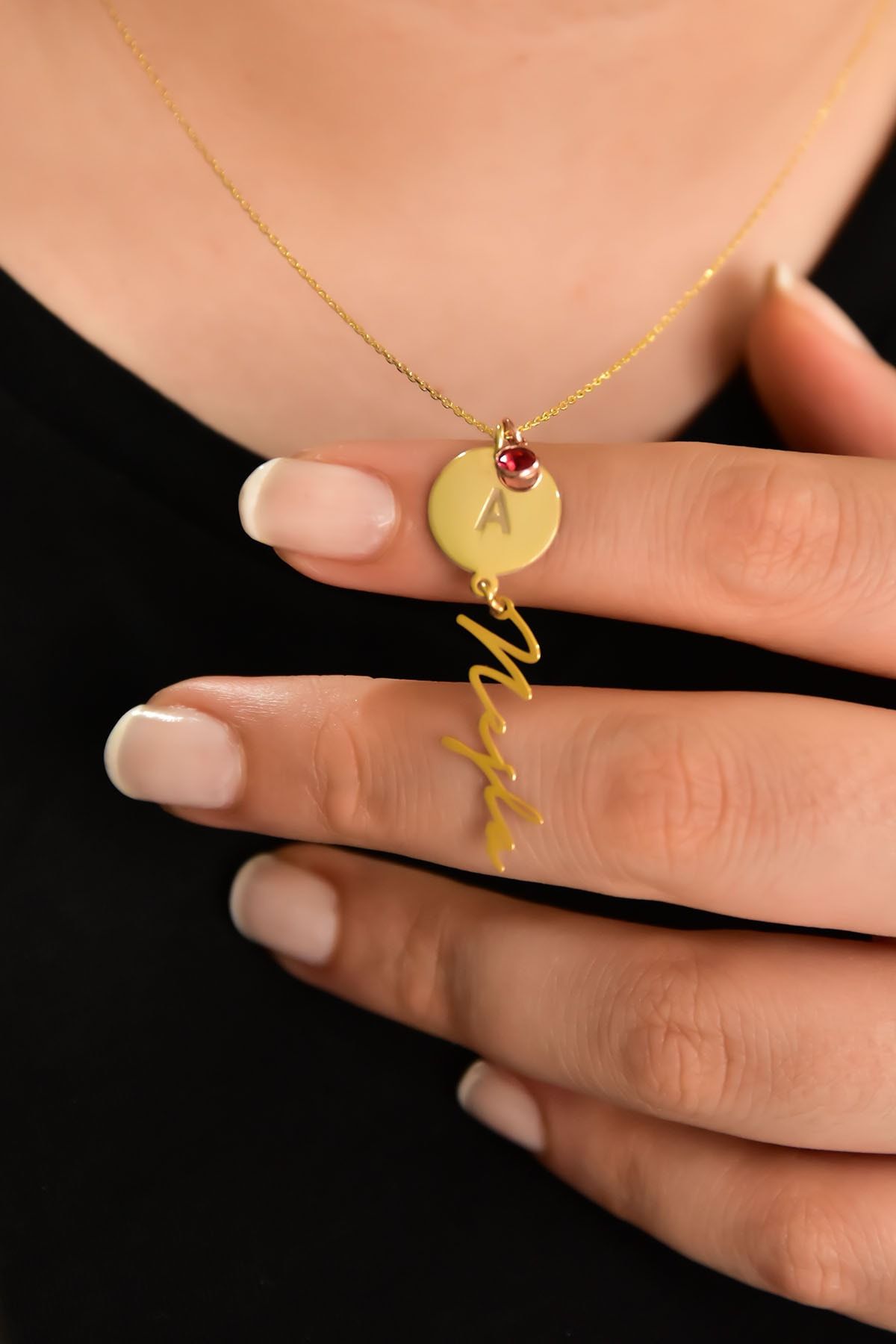 925 Ayar Gümüş Altın Kaplama Taşlı A Harfli Isimli Kolye