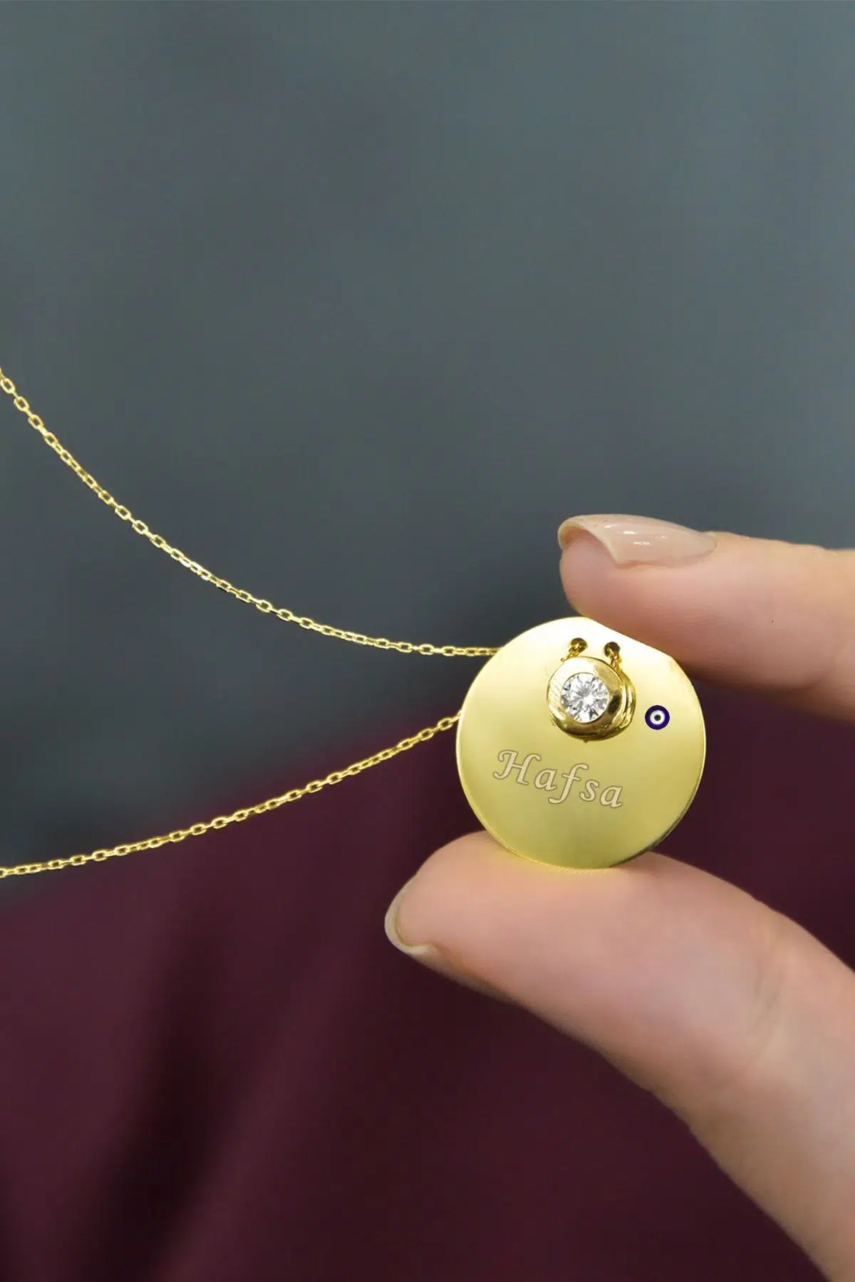 925 Ayar Gümüş Tektaşlı Plaka Kadın Kolye.rose.gold.rodaj