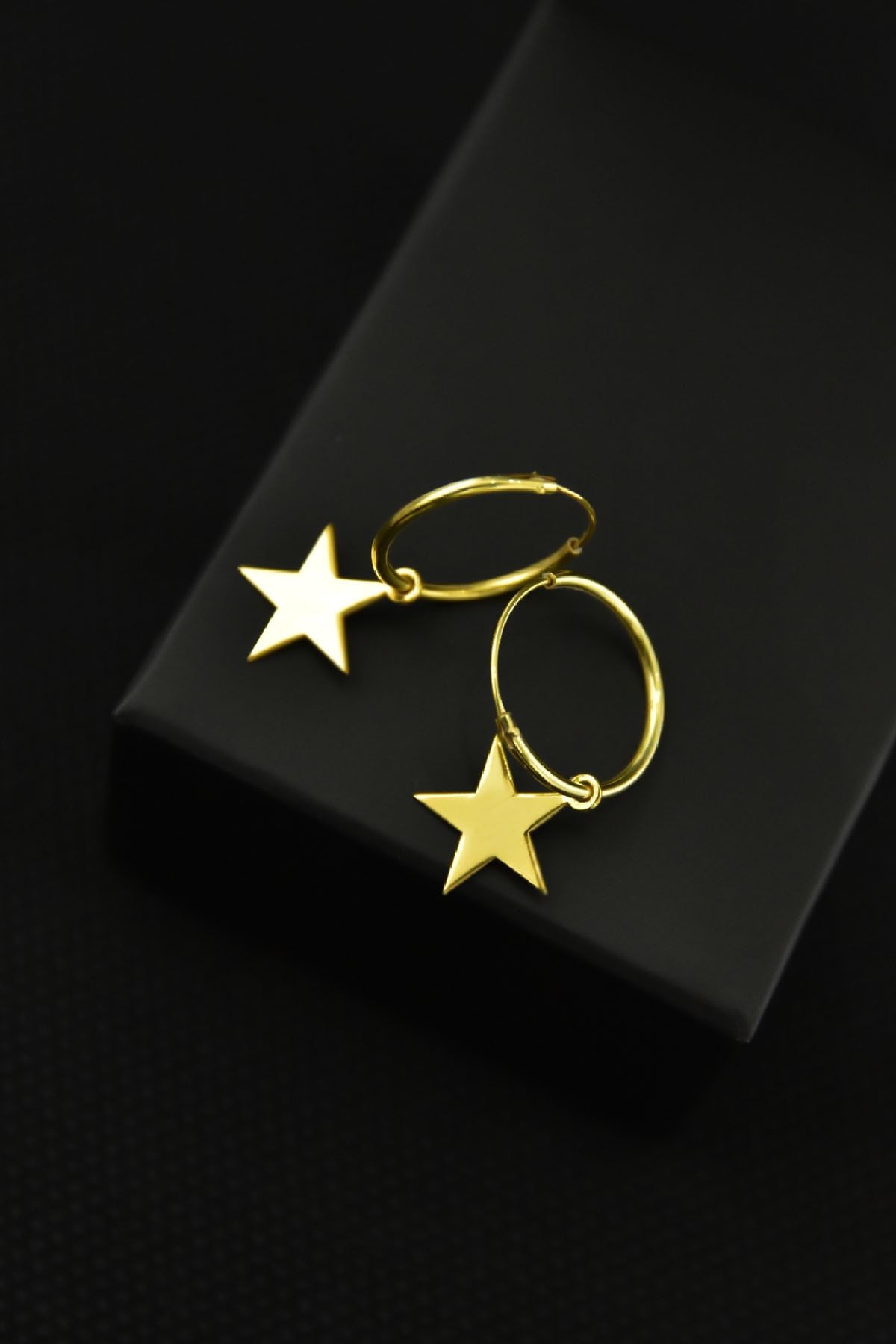 925 Ayar Gümüş Altın Kaplama Yıldız Figürlü Halka Küpe