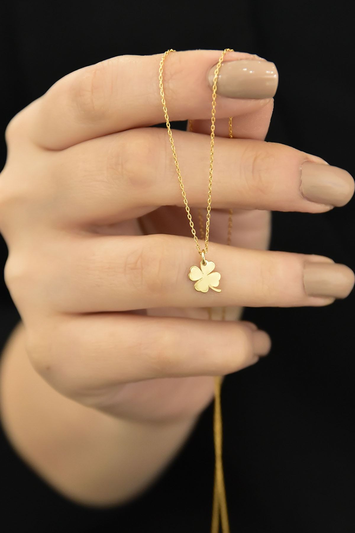 925 Ayar Gümüş Altın Kaplama Yonca Kadın Kolye