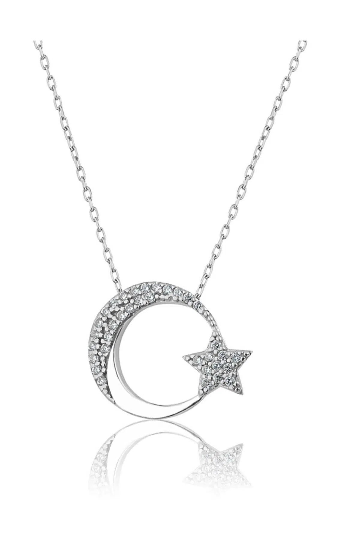 925 Ayar Gümüş Ay Yıldız Kolye