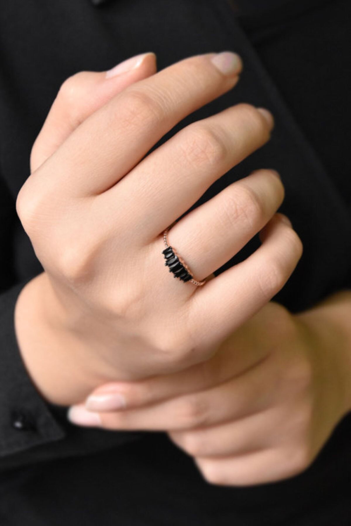 925 Ayar Gümüş Baget Sıralı Çıtır Yüzük