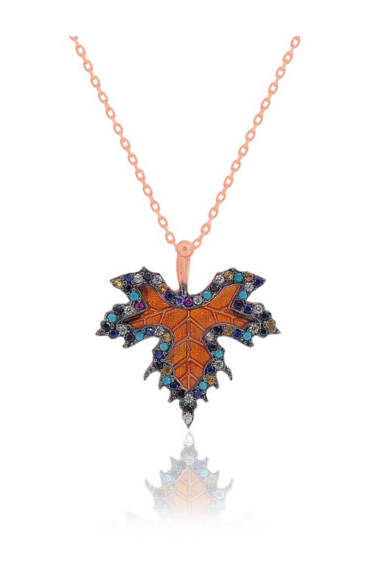 925 Ayar Gümüş Çınar Yaprağı Kolye