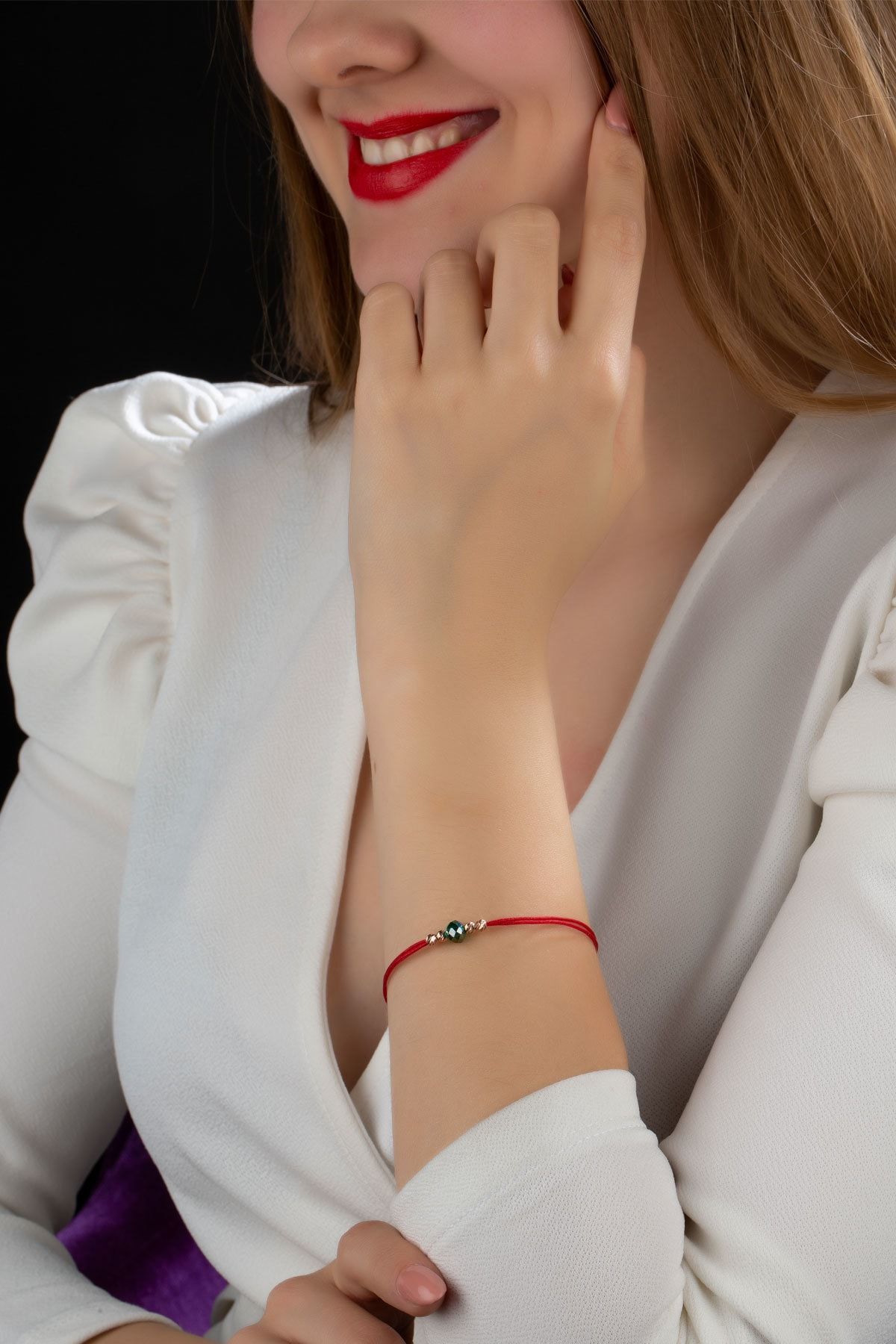 925 Ayar Gümüş Dorica Toplu Doğal Taşlı Ip Bileklik Uvps200139