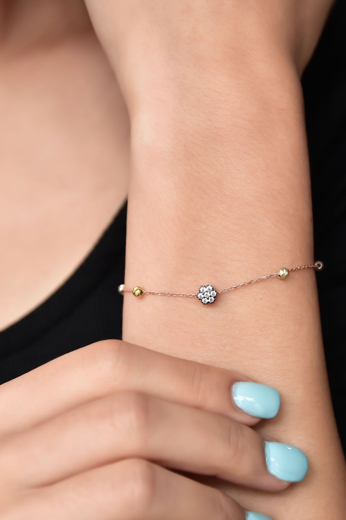 925 Ayar Gümüş Dorika Toplu Elmas Montür Bileklik