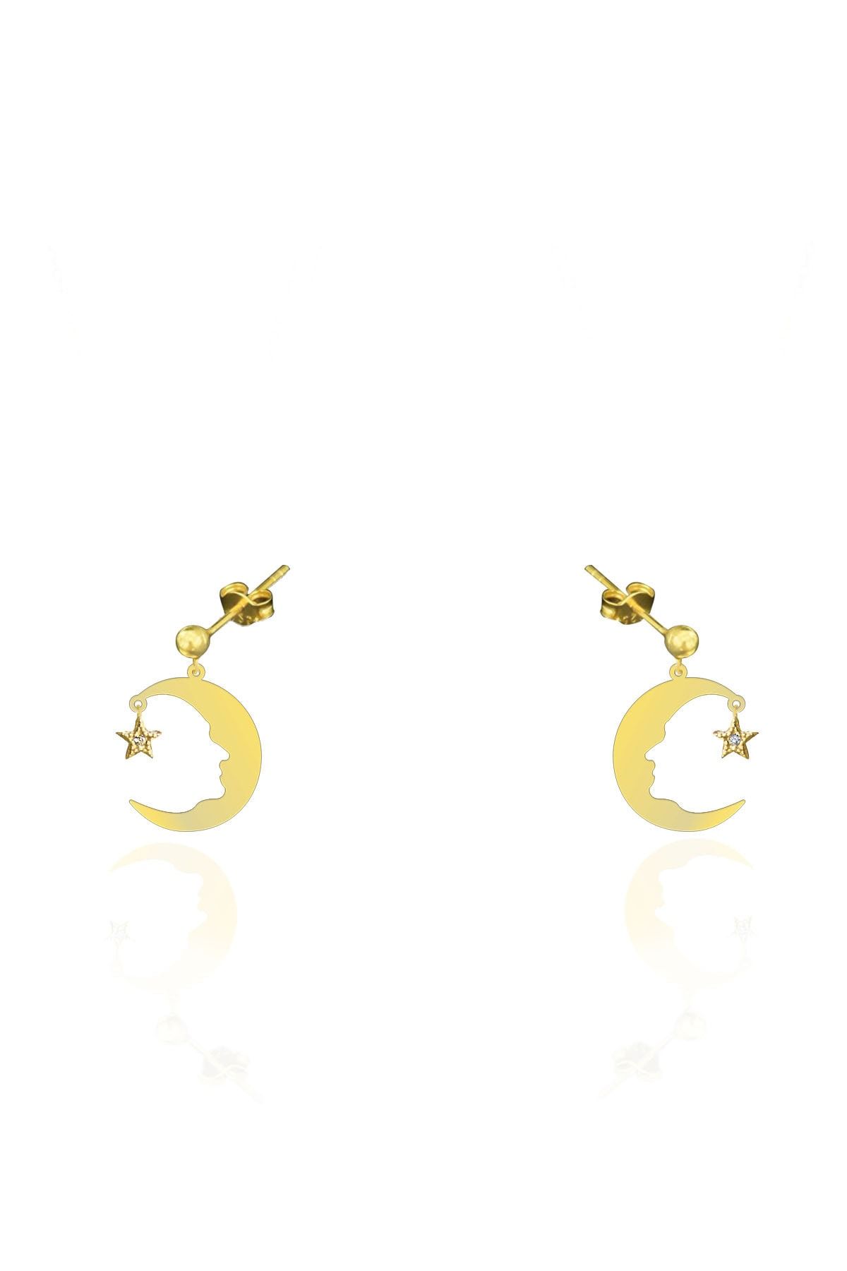 925 Ayar Gümüş Gold Kaplama Atatürk Silüeti Küpe Uvps102259