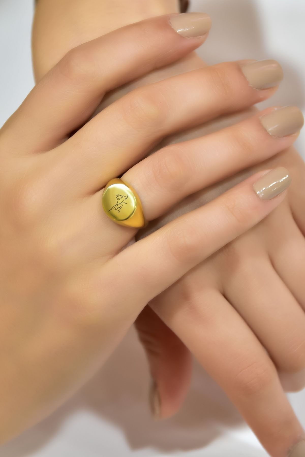 925 Ayar Gümüş Gold Kaplama Ayarlanabilir Nisan Ayı Doğum Çiçeği Kadın Yüzük