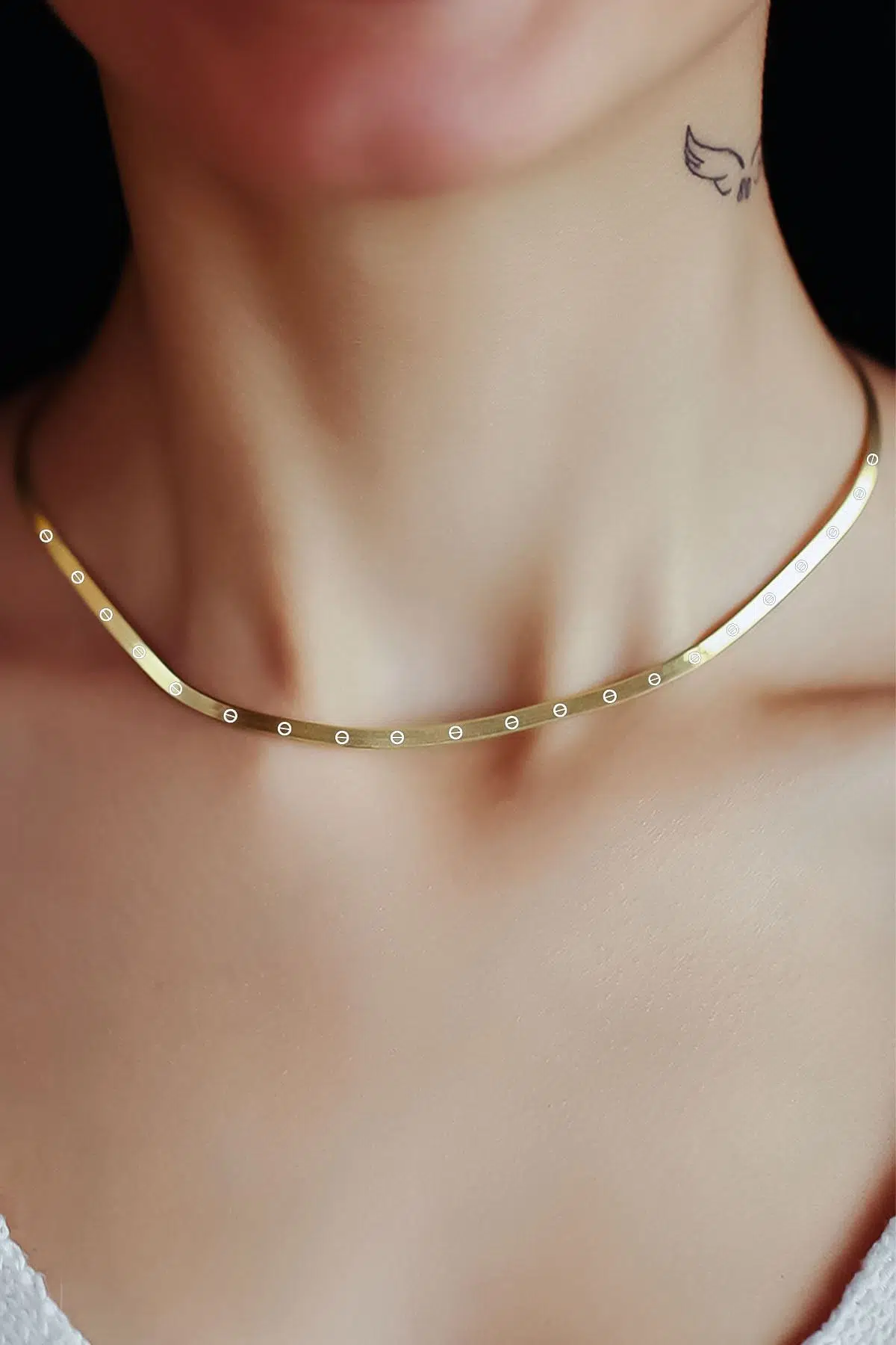 925 Ayar Gümüş Gold Kaplama Desenli Italyan Ezme Zincir Kolye