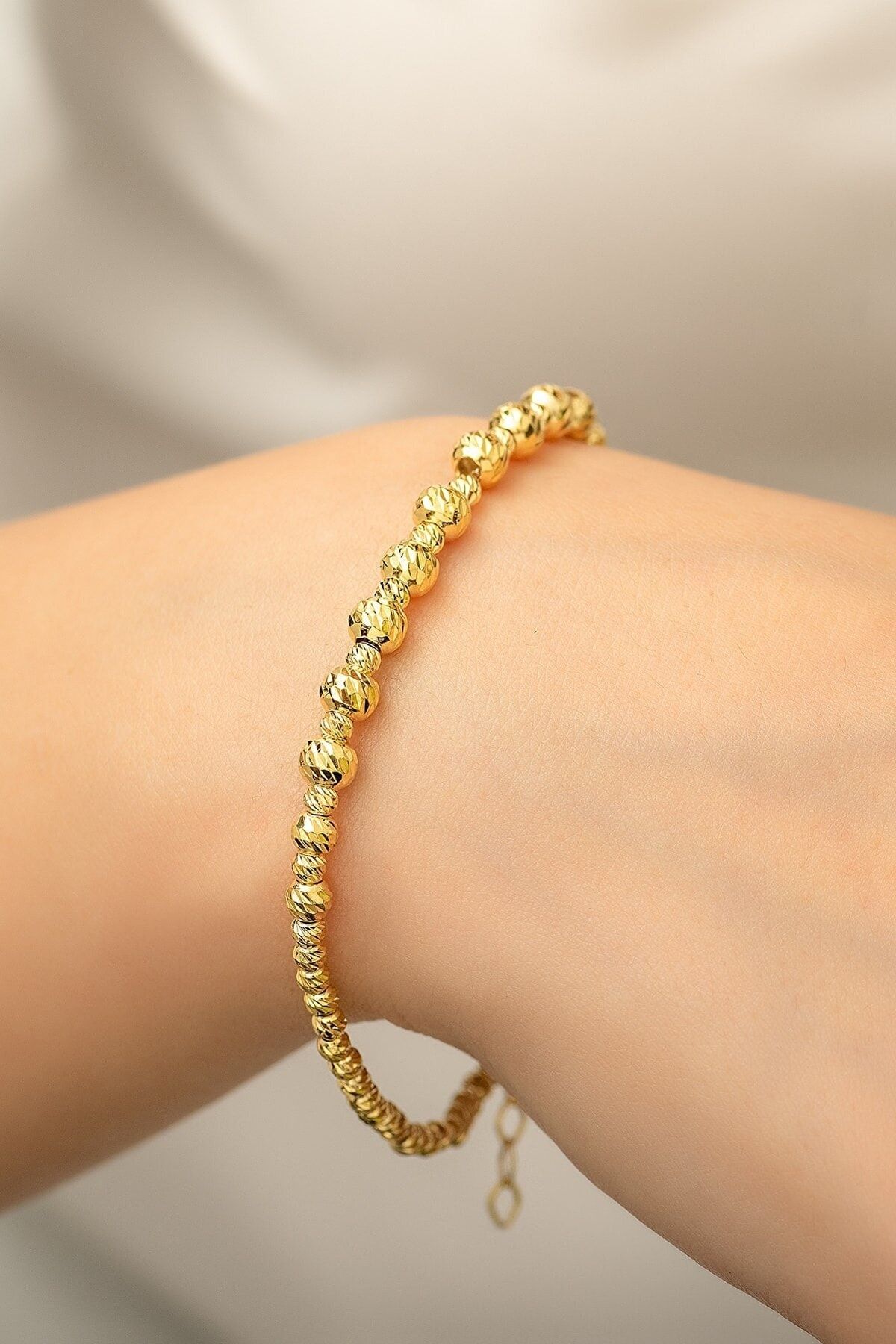 925 Ayar Gümüş Gold Kaplama Dorica Toplu Fantezi Bileklik