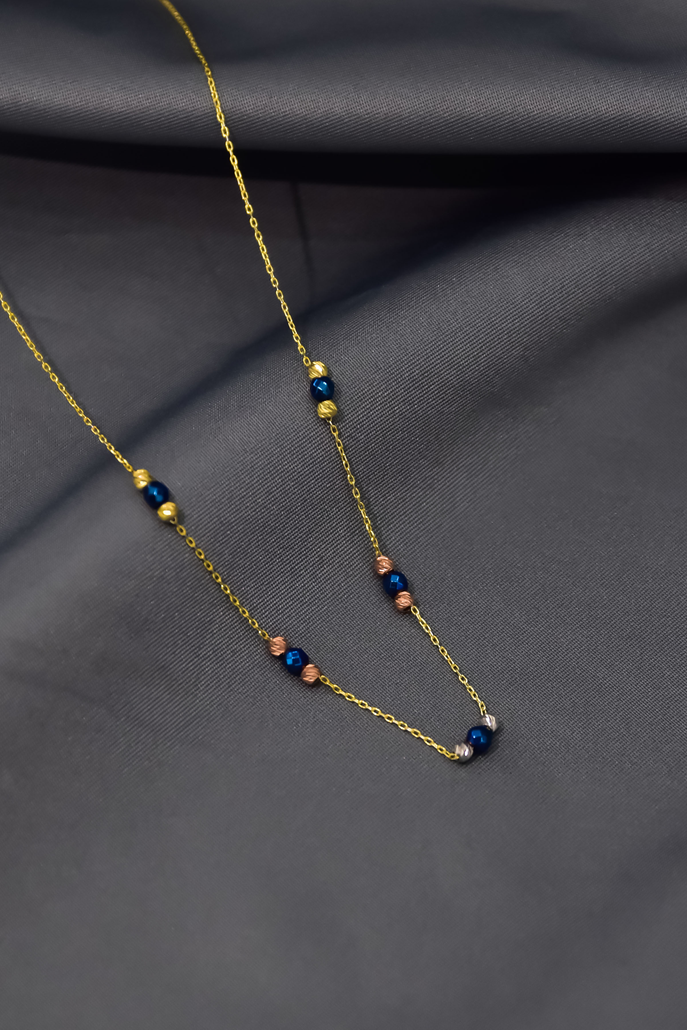 925 Ayar Gümüş Gold Kaplama Dört Renk Dorika Toplu Zincir Kolye