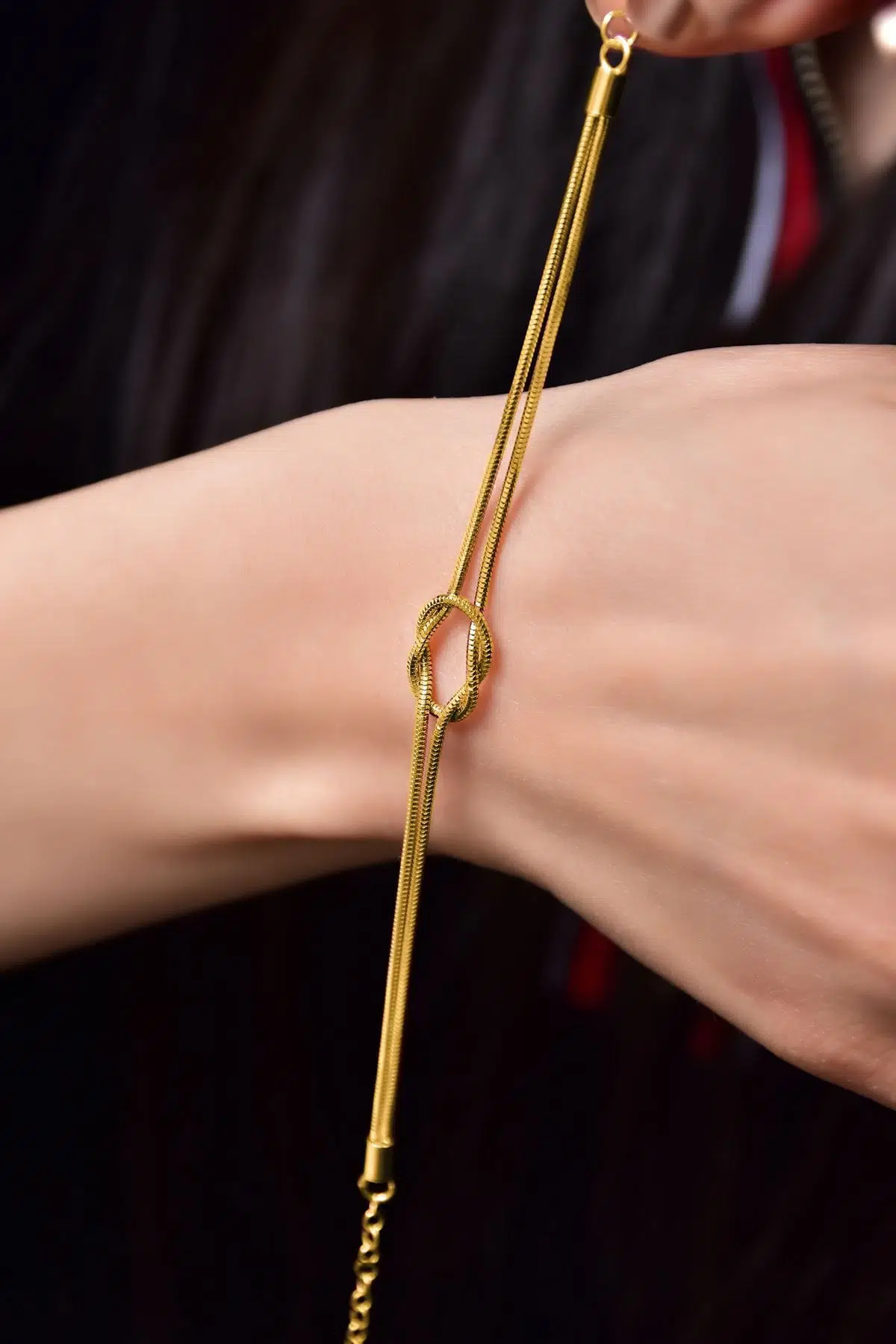 925 Ayar Gümüş Gold Kaplama Düğüm Bileklik