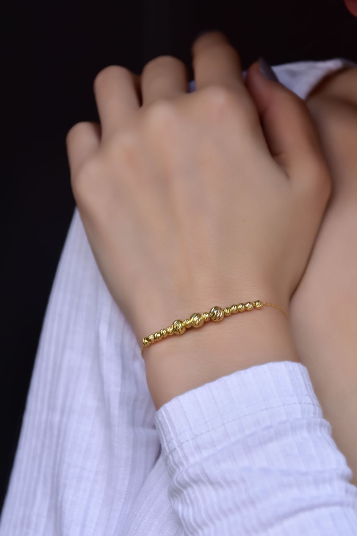 925 Ayar Gümüş Gold Kaplama Iki Boy Dorika Toplu Bileklik