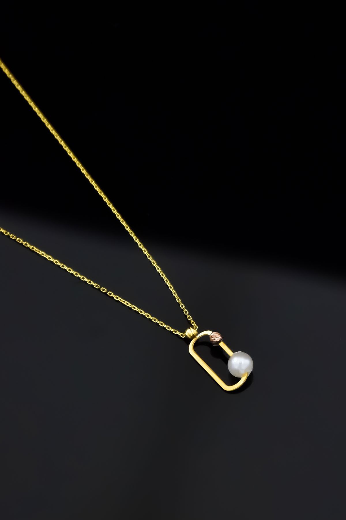 925 Ayar Gümüş Gold Kaplama Incılı , Dorika Toplu Ataç Kolye