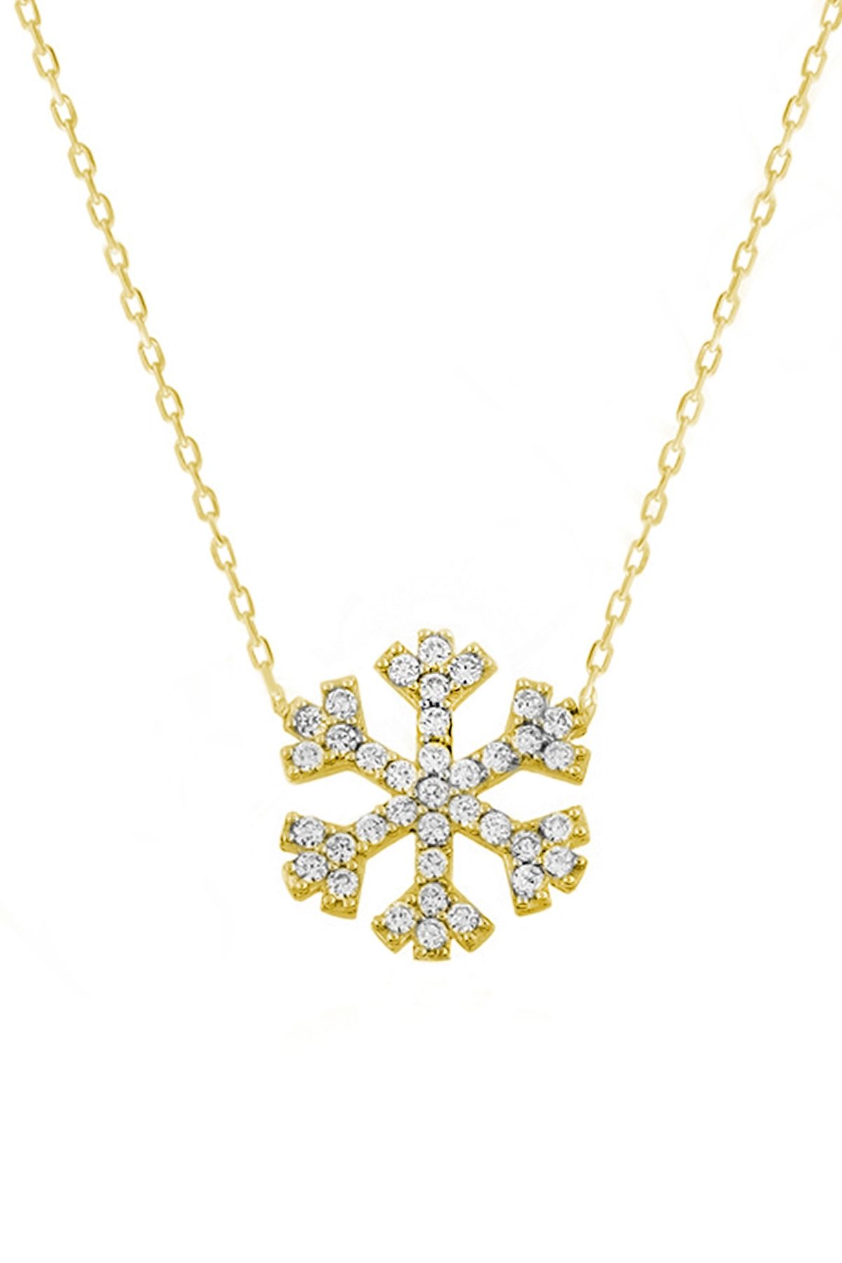 925 Ayar Gümüş Gold Kaplama Kar Tanesi Kolye