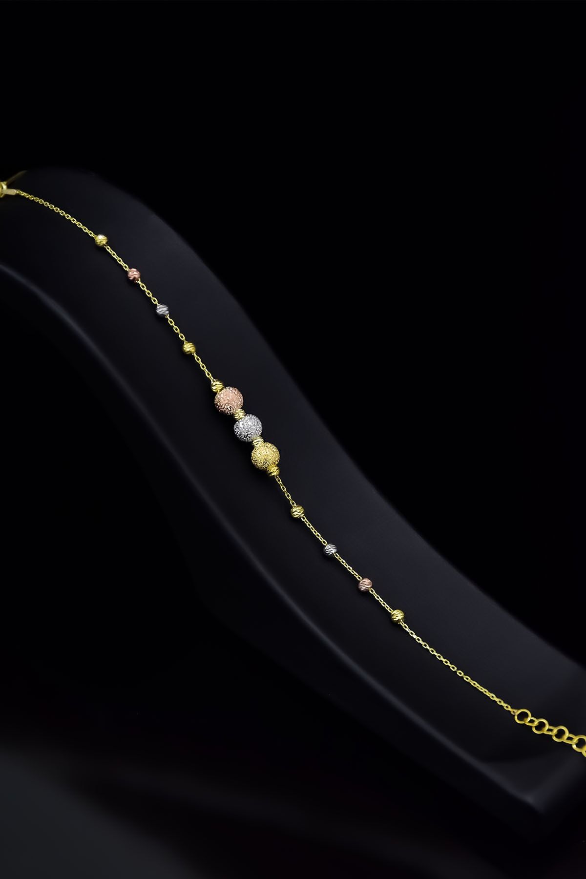 925 Ayar Gümüş Gold Kaplama Sim Dorika Top Bileklik