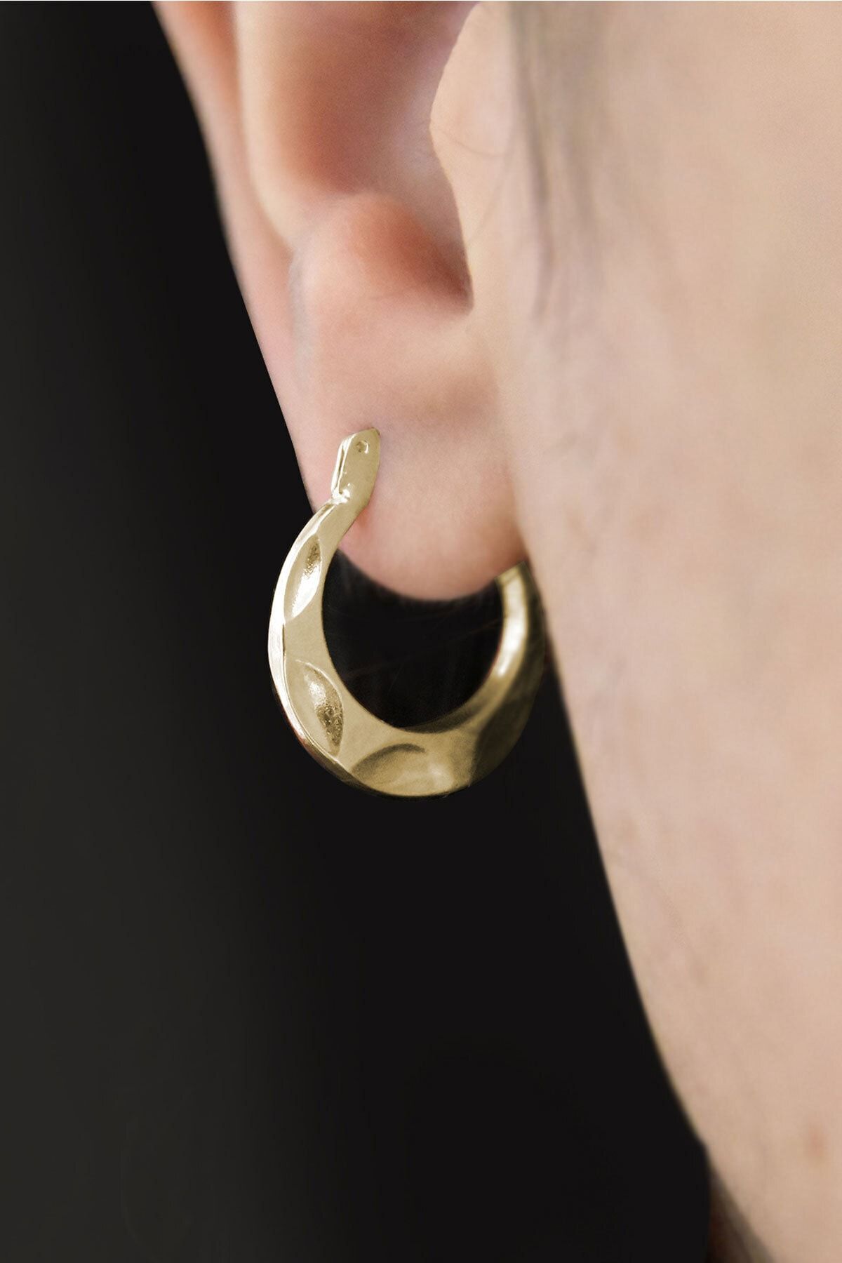 925 Ayar Gümüş Gold Kaplama Soyut Halka Küpe