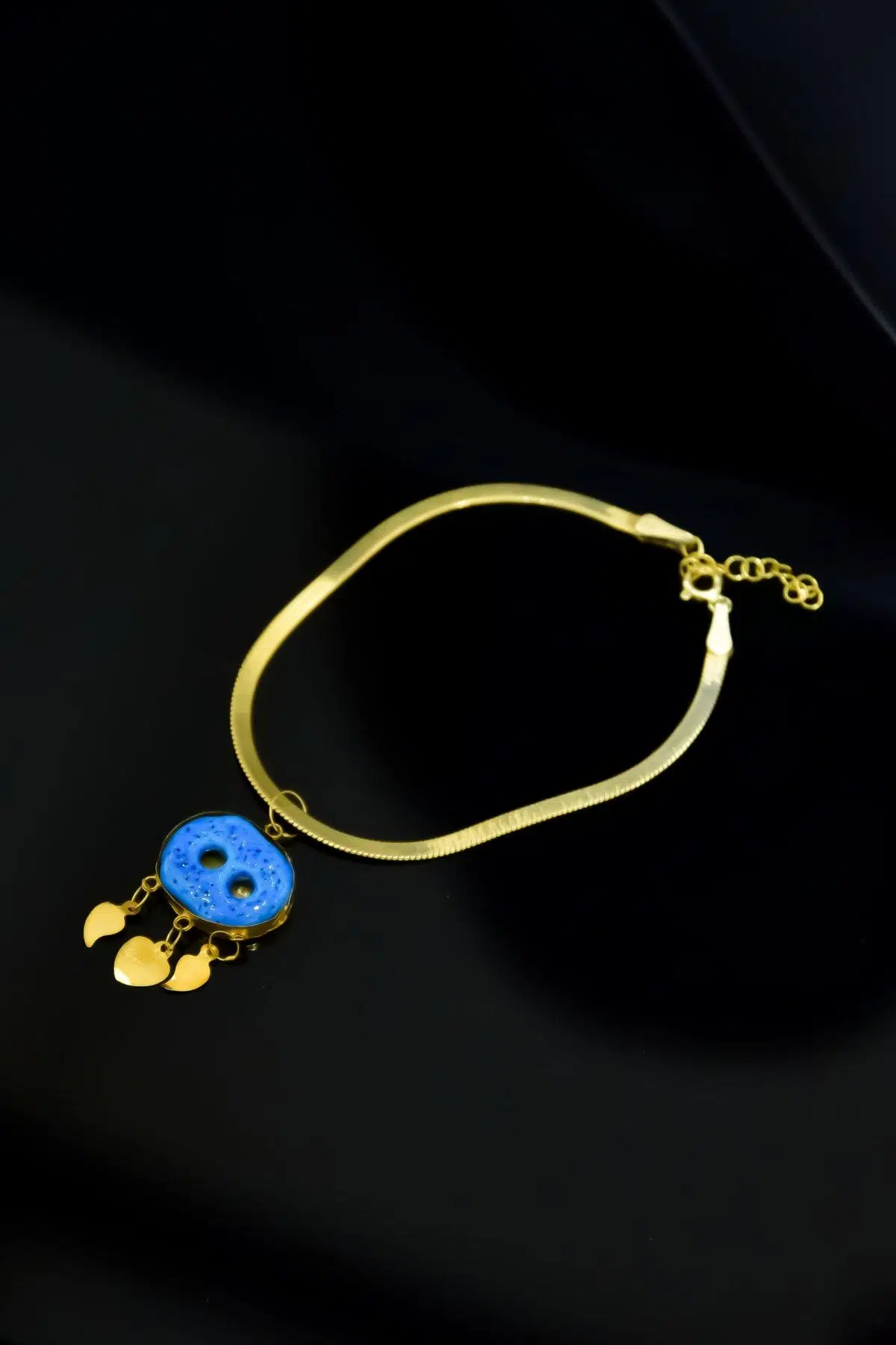 925 Ayar Gümüş Süryani Nazar İtalyan Yassı Zincir Bileklik.rose.gold.rodaj