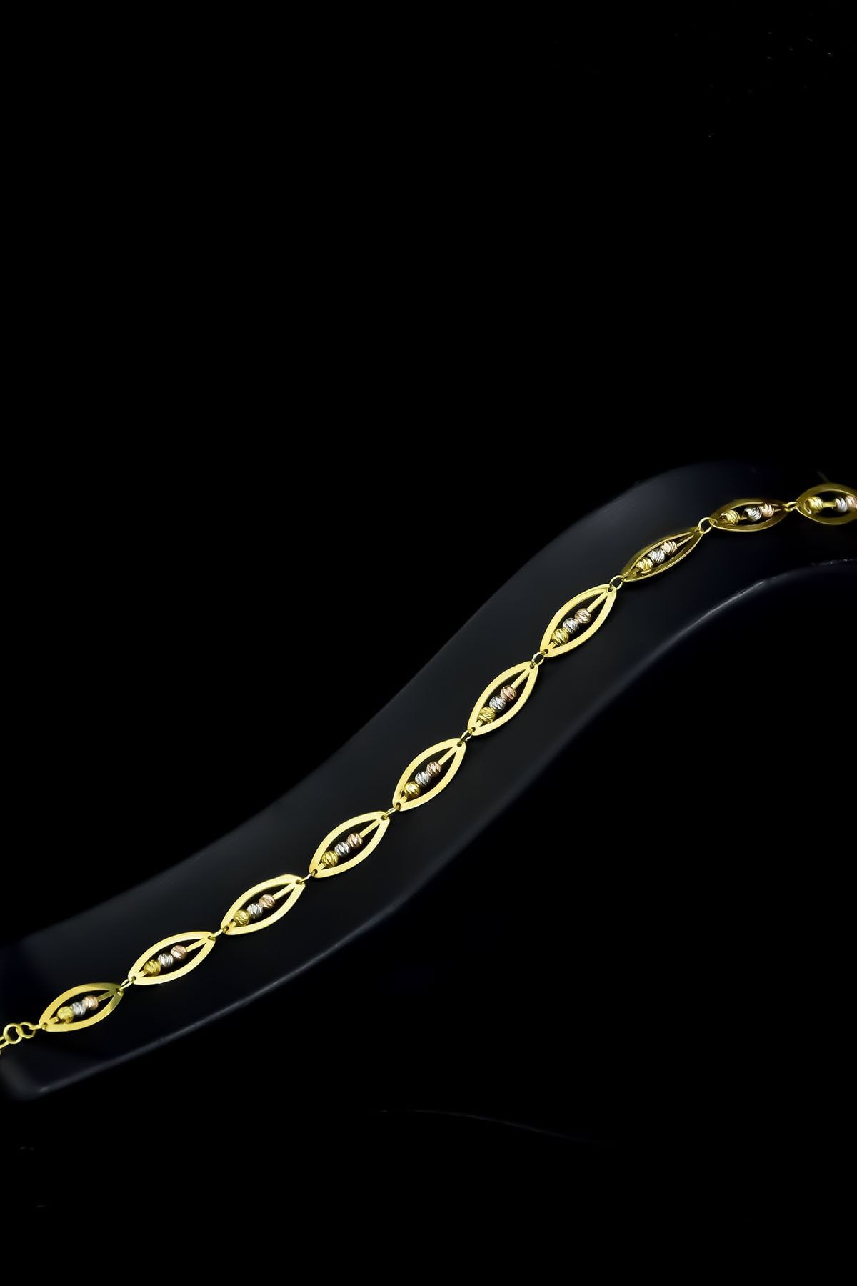 925 Ayar Gümüş Gold Kaplama Tasarım Üç Renk Dorika Toplu Bileklik