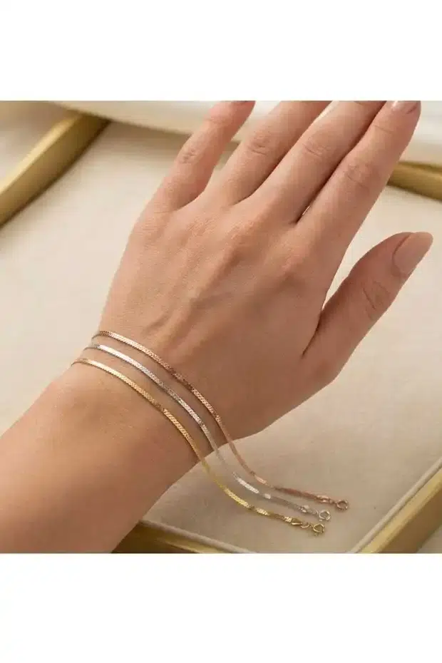 925 Ayar Gümüş İtalyan Örgü Tilki Kuyruğu Bileklik.rose.gold.rodaj Renk Seçeneğiyle 