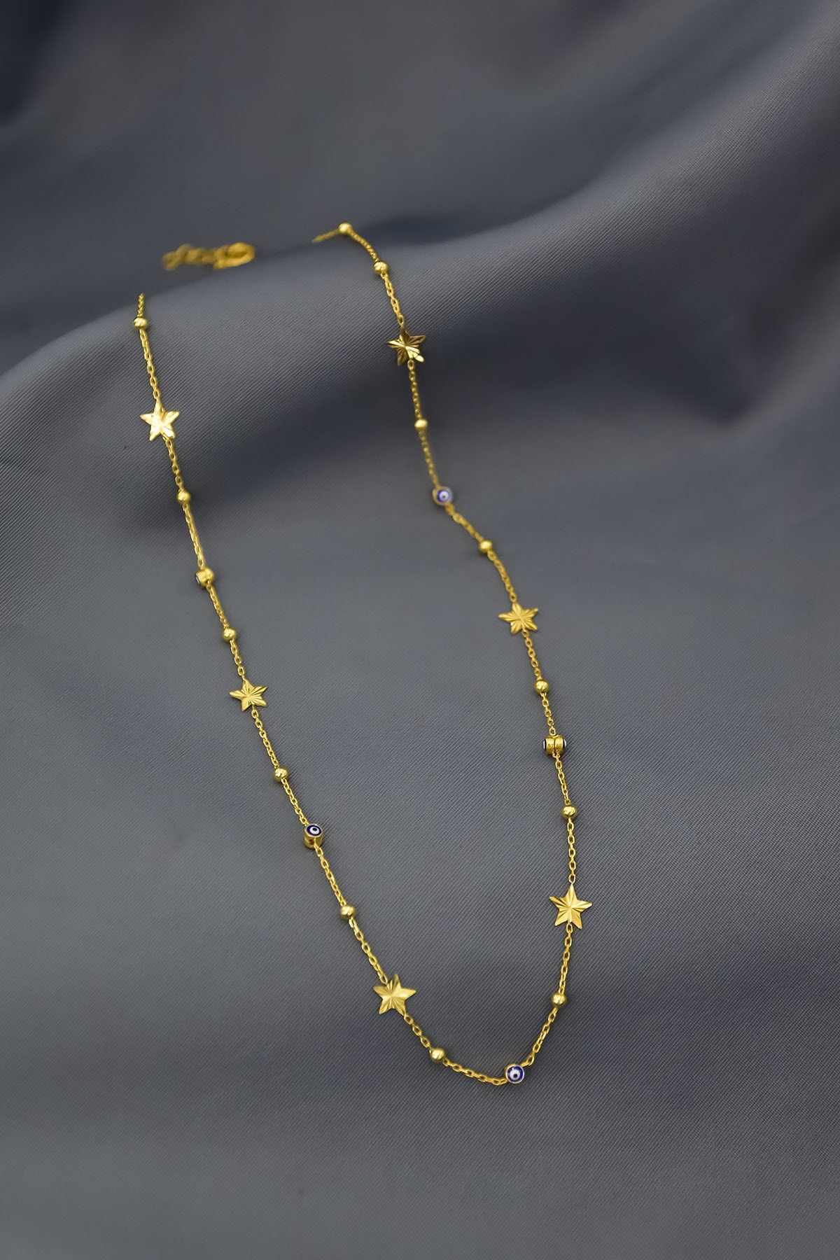 925 Ayar Gümüş Kalemli Yıldız Kolye.nazar kolye.rose.gold.rodaj