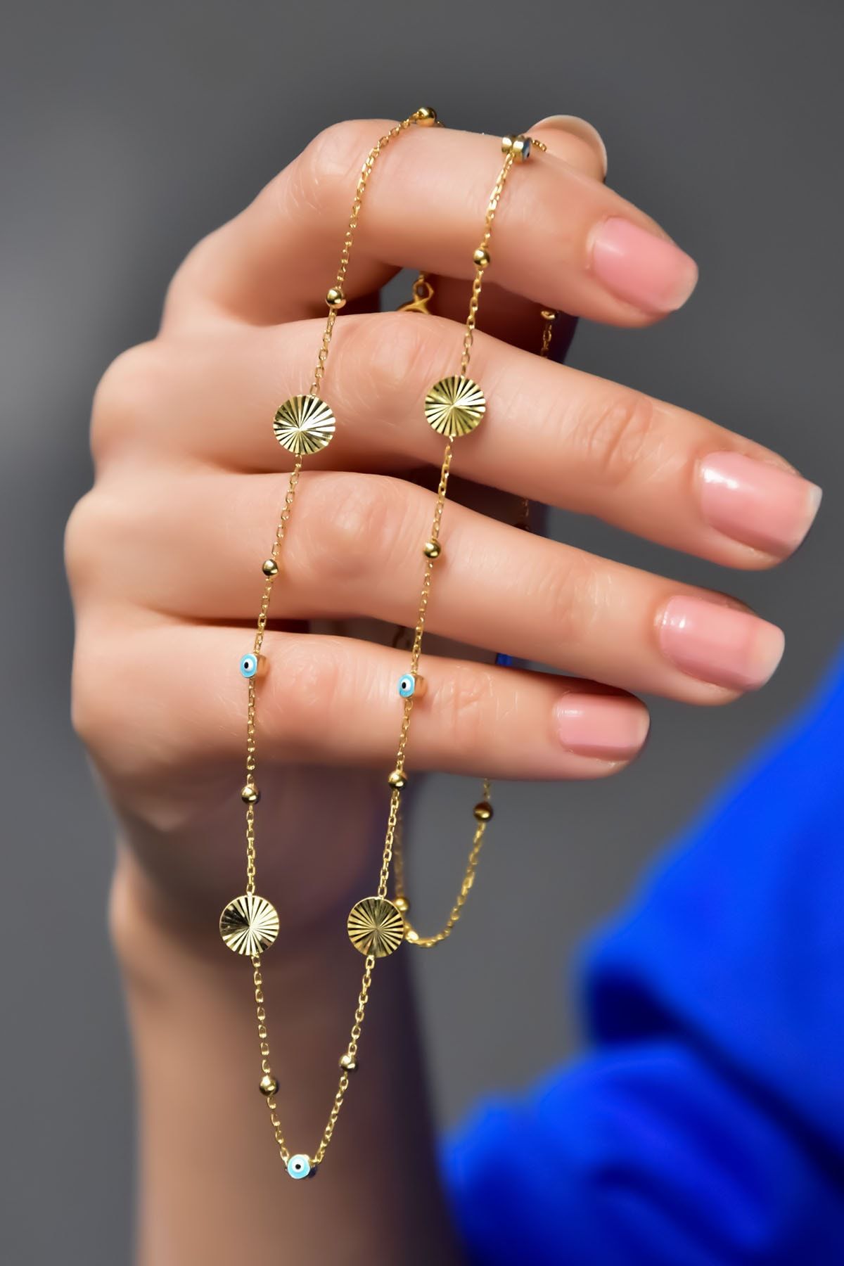 925 Ayar Gümüş Kalemli Yuvarlak Kesim.gözlü kolye.Top Zincir Kolye.rose.gold.rodaj