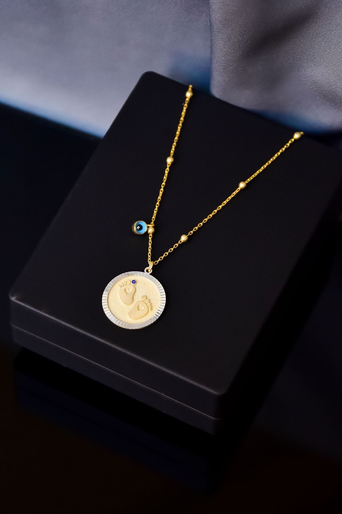 925 Ayar Gümüş lacivert taşlı anne bebek kolye.doğum taşlı kolye.ilk adım kolye.rose.gold.rodaj