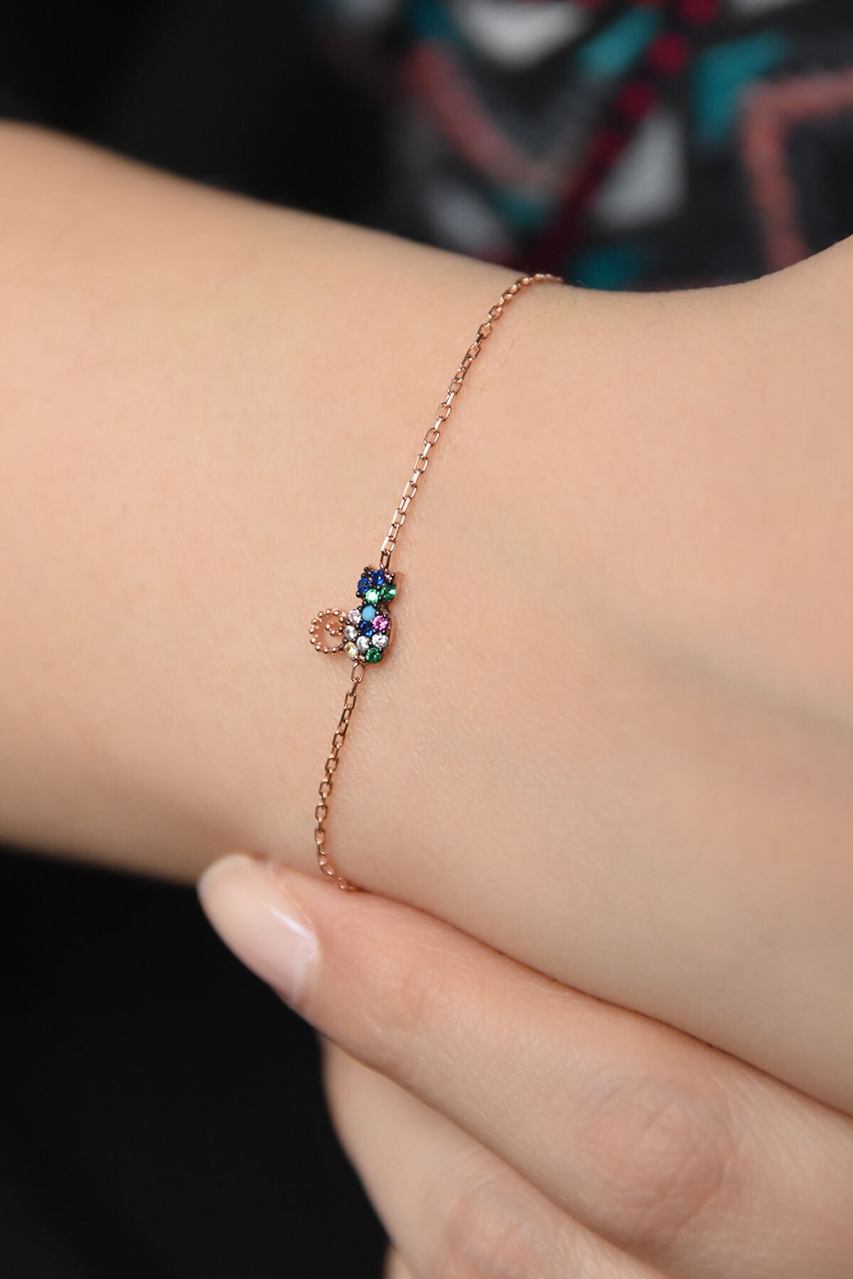 925 Ayar Gümüş Mix Taşlı Kedi Bileklik