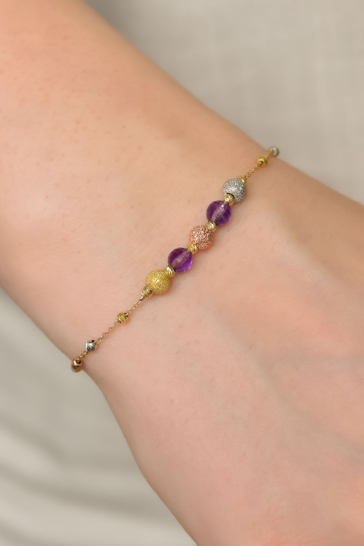 925 Ayar Gümüş Mor Taşlı Sim Dorika Kadın Bileklik