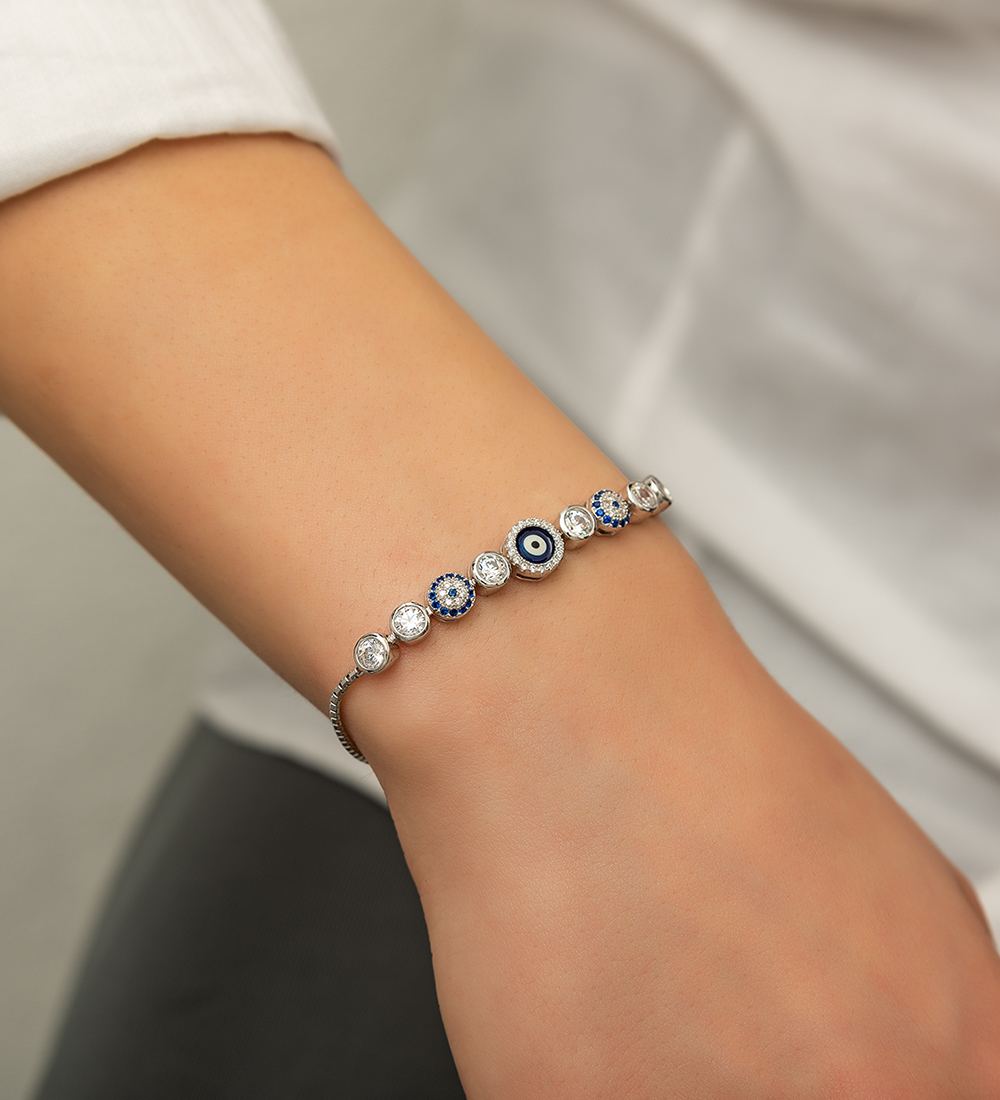 925 Ayar Gümüş Nazar Mineli Bileklik