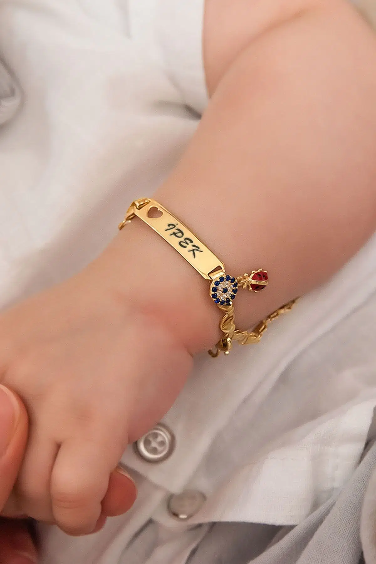 925 Ayar Gümüş Nazar Uğur Böcekli Isimli Kız.Erkek Bebek Künyesi